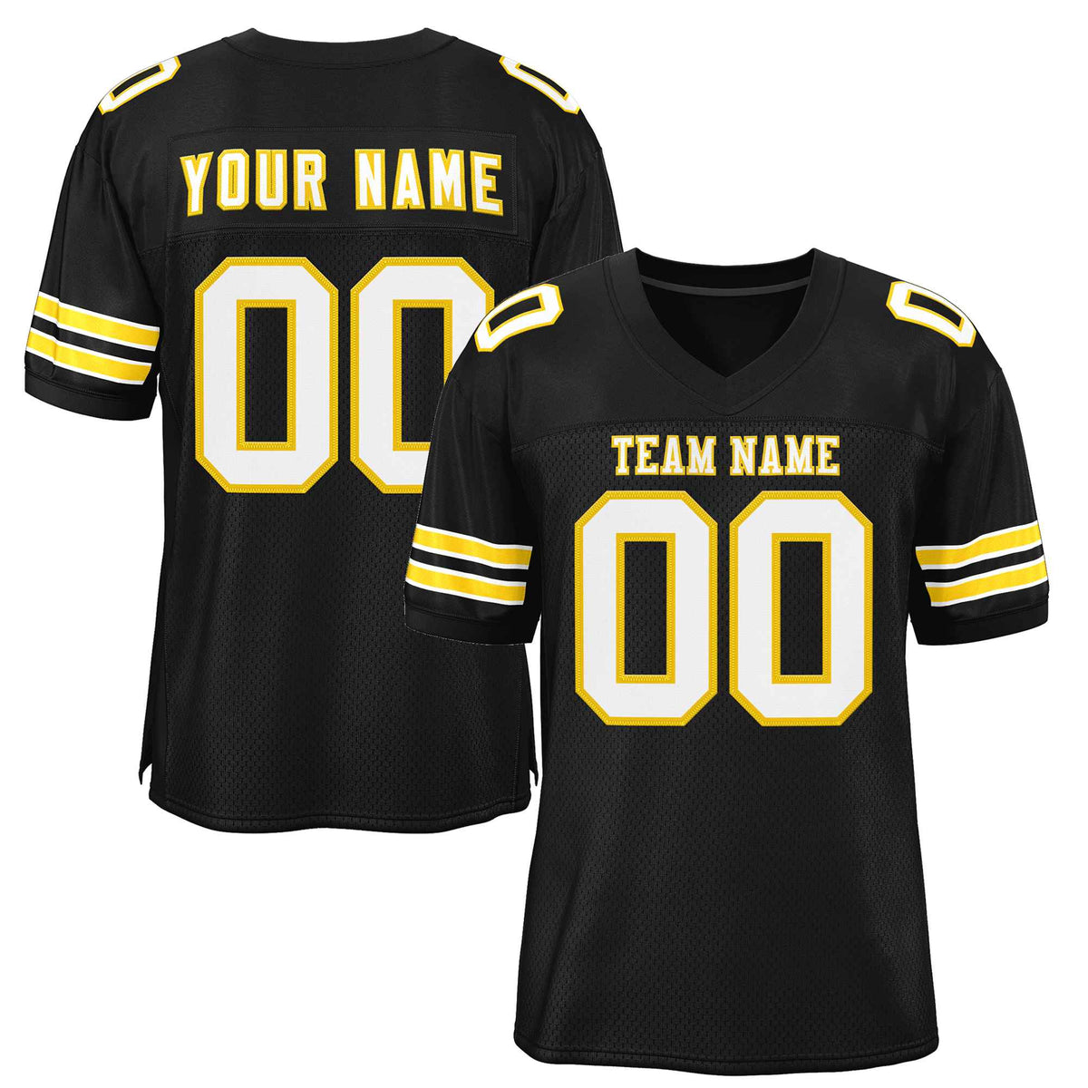 Custom Black White-Gold Classic Style Authentic American Football Jersey| KXKSHOP