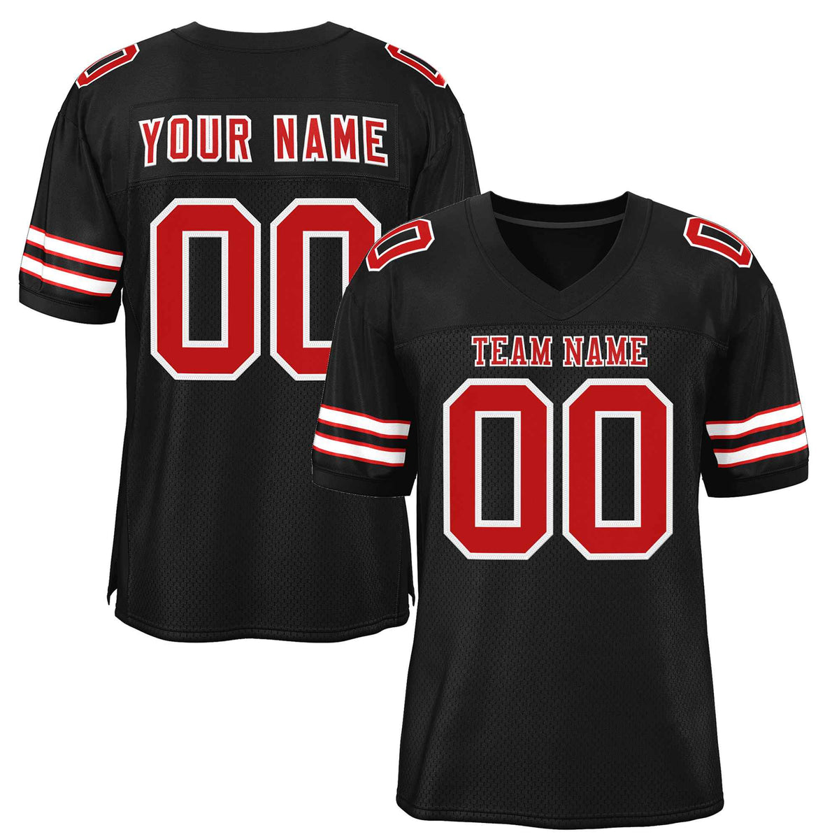 Custom Black Red-White Classic Style Authentic American Football Jersey| KXKSHOP