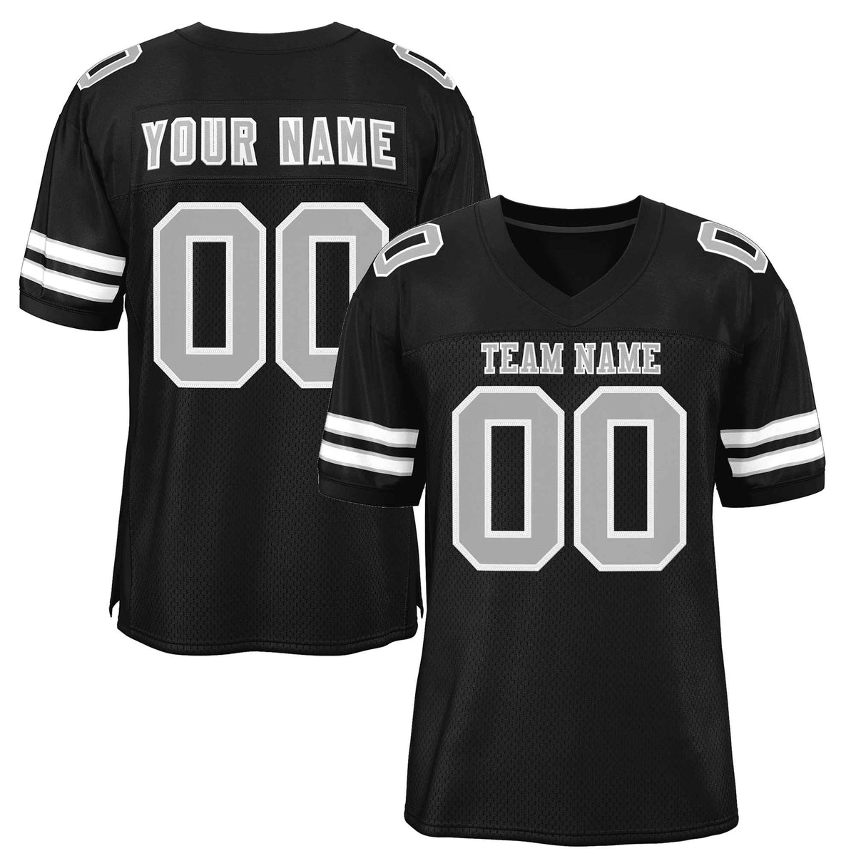 Custom Black Gray-White Classic Style Authentic American Football Jersey| KXKSHOP