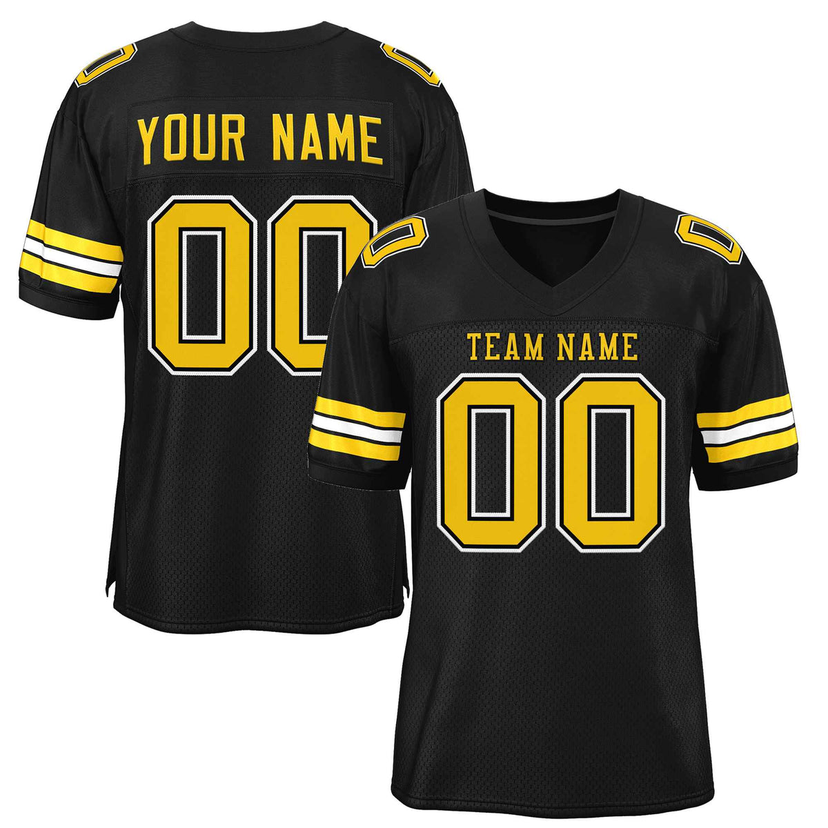 Custom Black Gold-Black Classic Style Authentic American Football Jersey| KXKSHOP