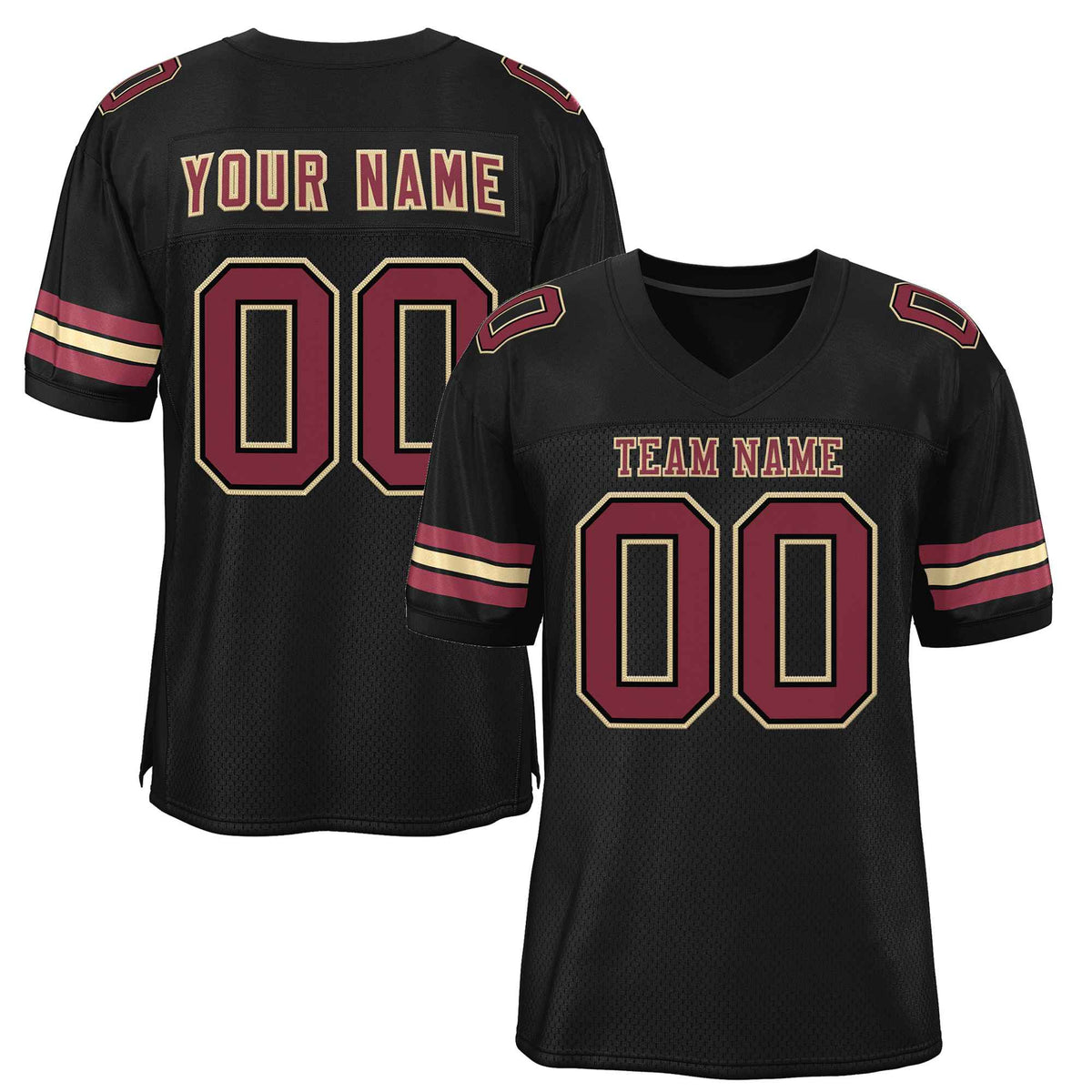 Custom Black Crimson-Old Gold Classic Style Authentic American Football Jersey| KXKSHOP