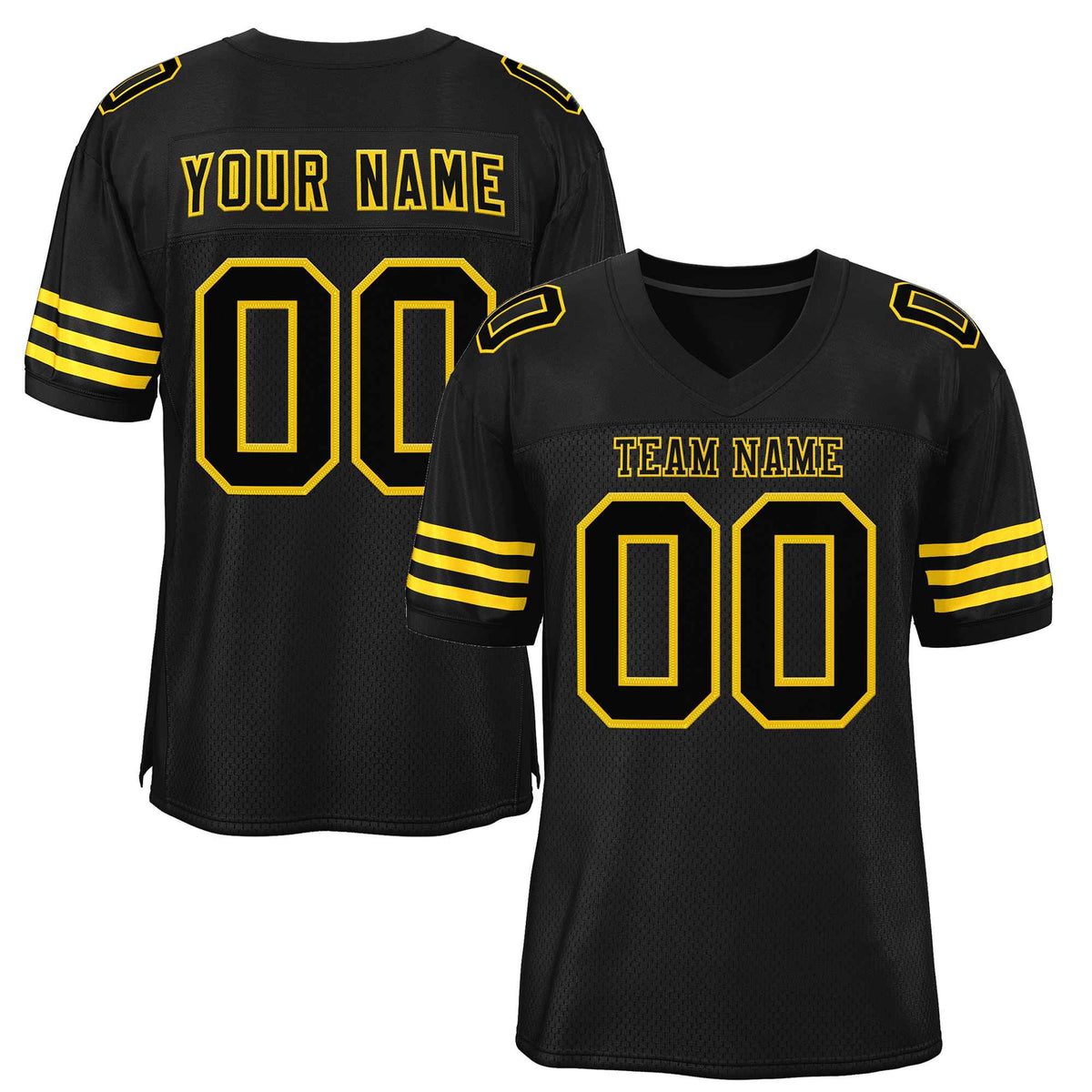 Custom Black Black-Gold Classic Style Authentic American Football Jersey| KXKSHOP