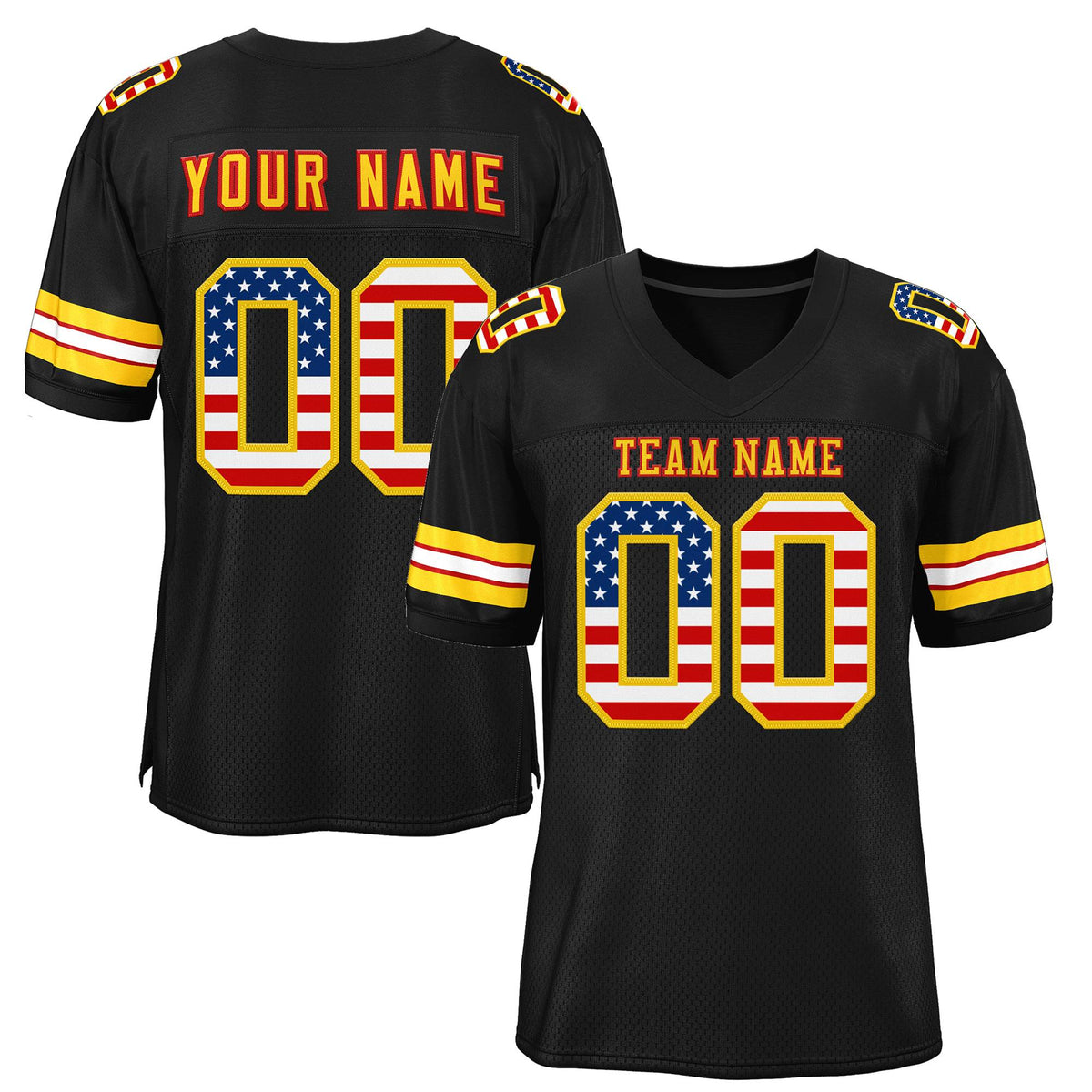 Custom Black Gold-Red Classic Style Authentic American Football Jersey| KXKSHOP