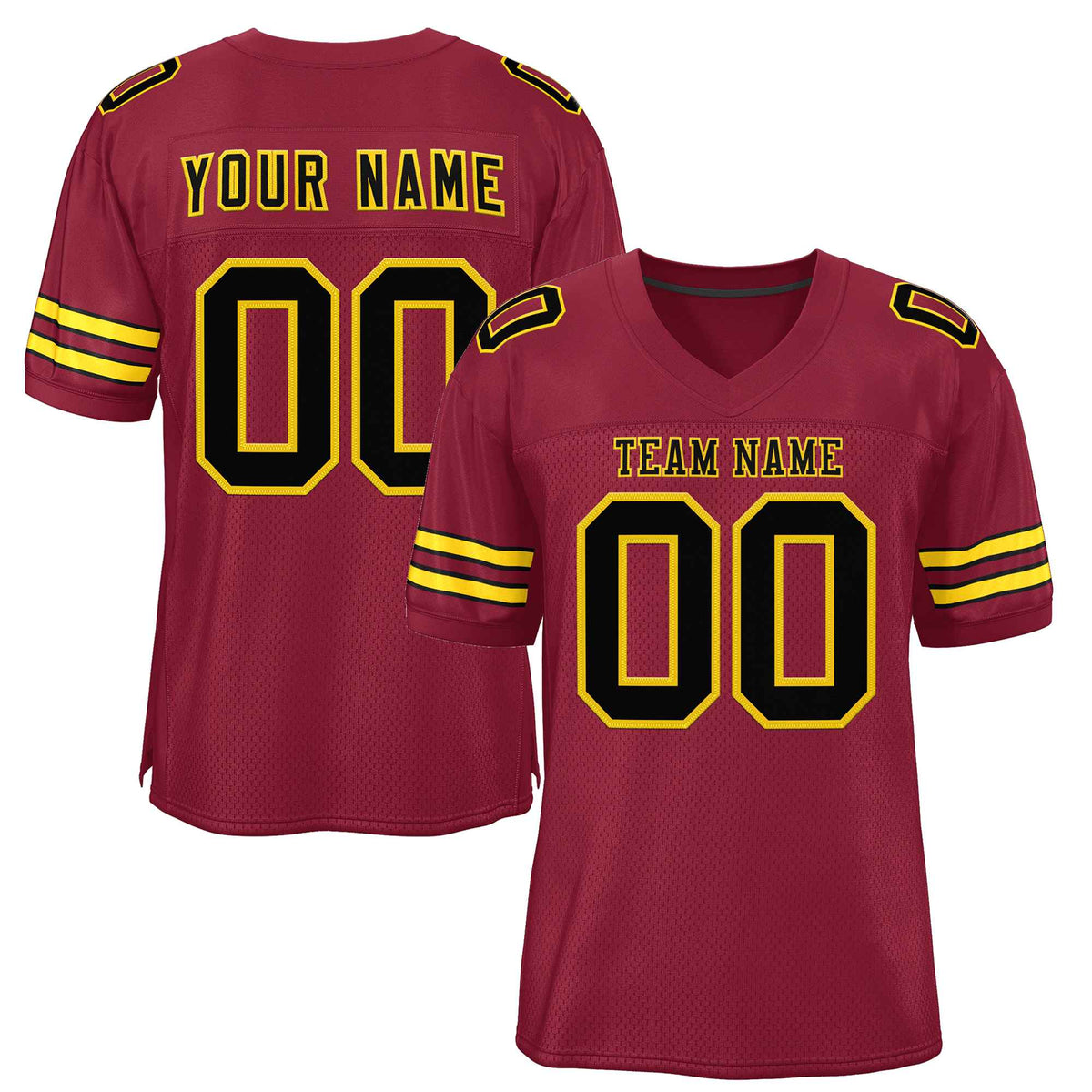 Custom Burgundy Black-Gold Classic Style Authentic American Football Jersey| KXKSHOP