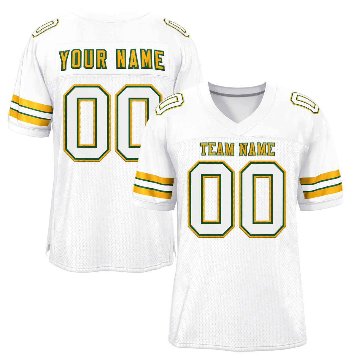 Custom White Gold-Kelly Green Classic Style Authentic American Football Jersey| KXKSHOP