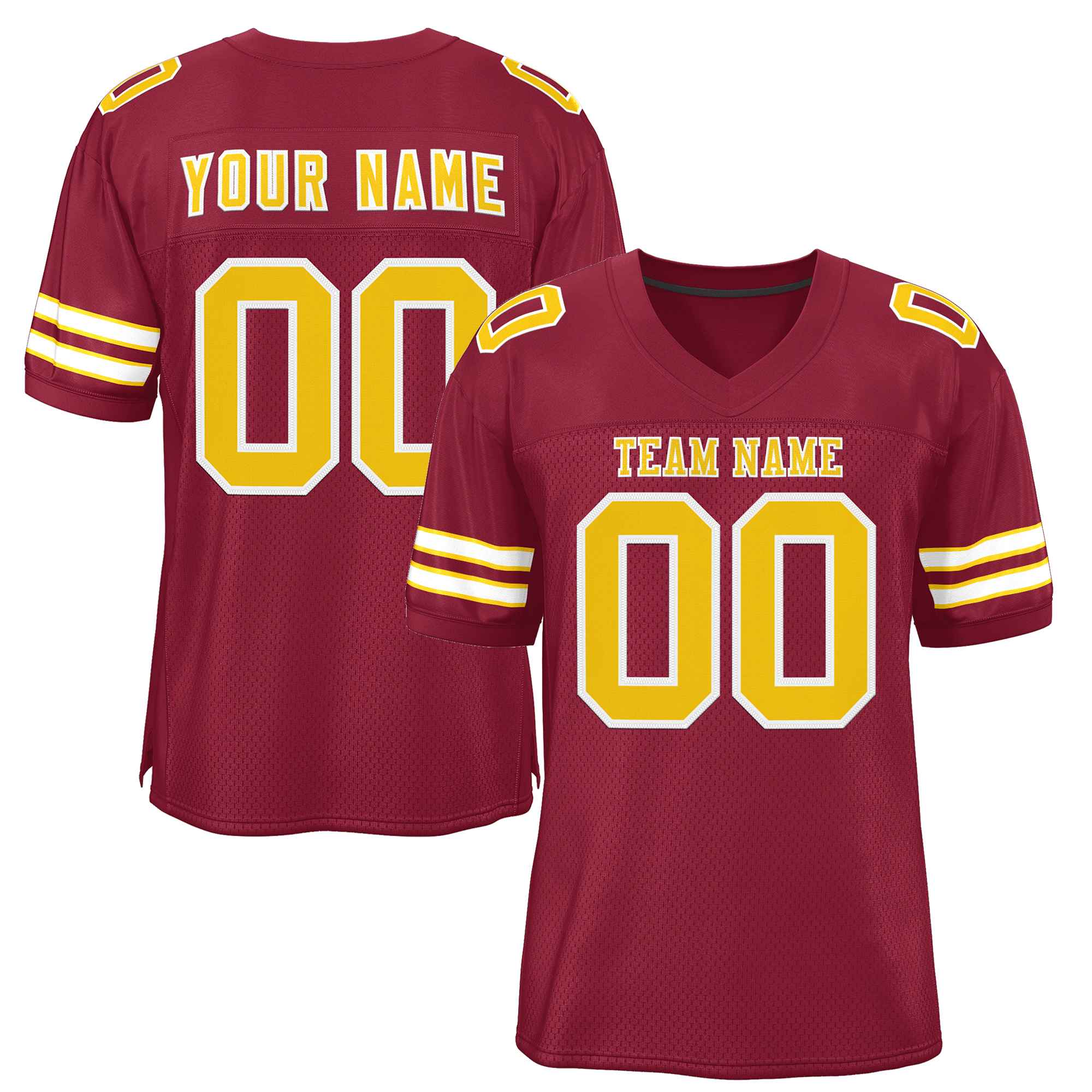 Custom Burgundy Gold-White Classic Style Authentic American Football Jersey| KXKSHOP