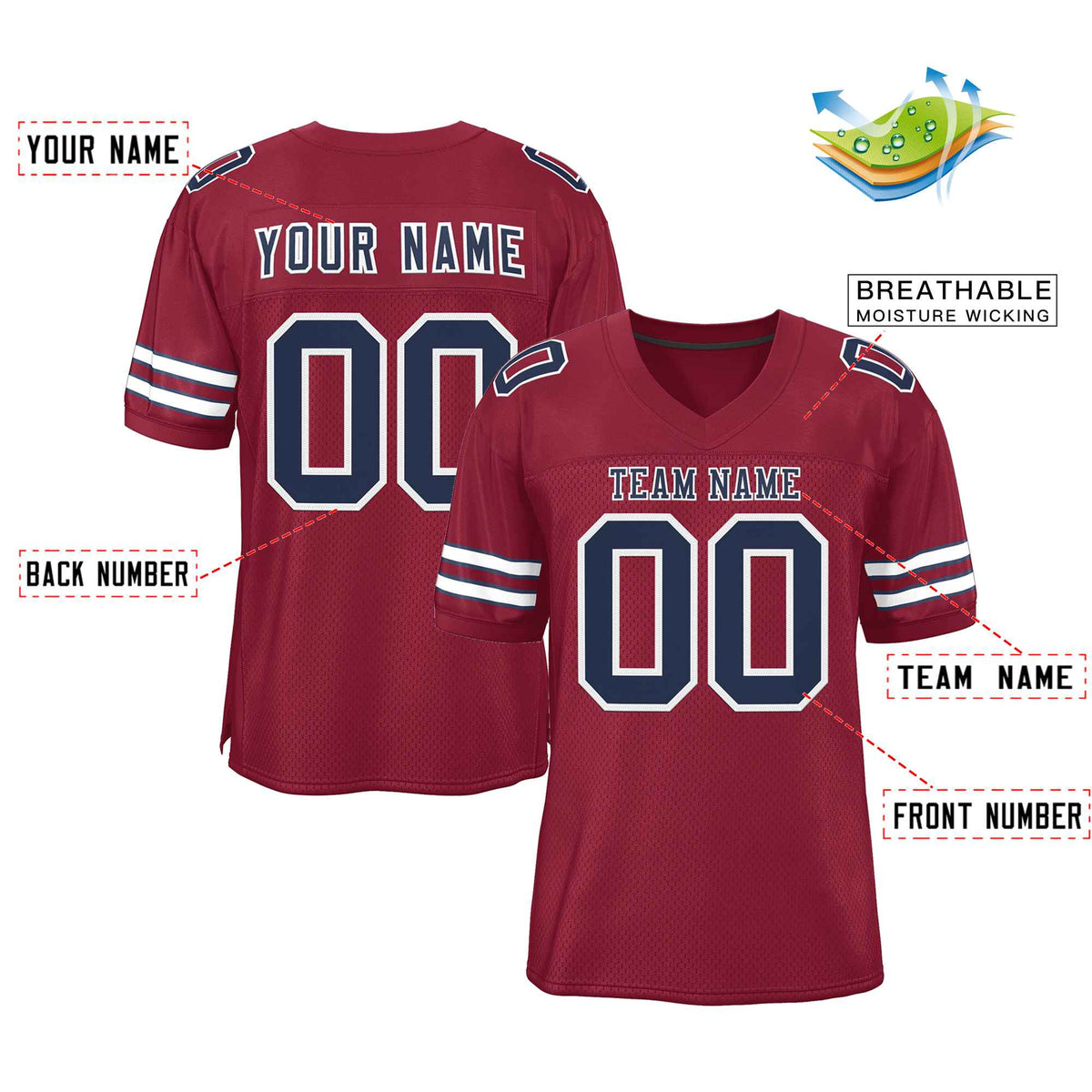 Custom Burgundy Navy-White Classic Style Authentic American Football Jersey| KXKSHOP