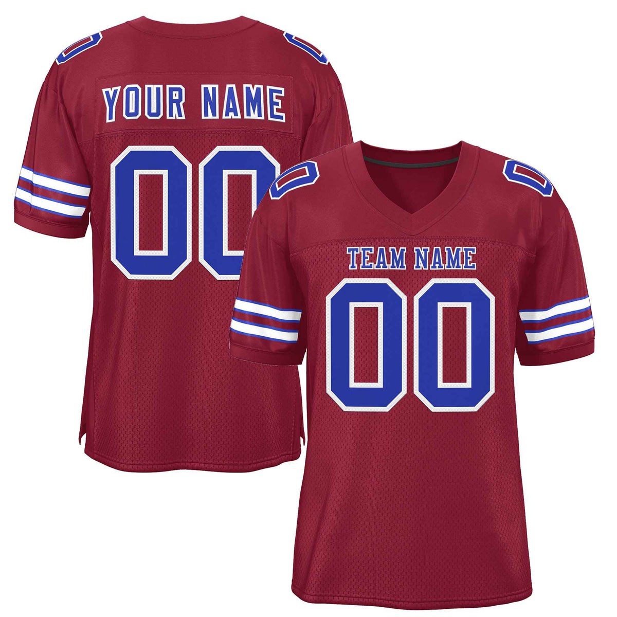 Custom Burgundy Royal-White Classic Style Authentic American Football Jersey| KXKSHOP
