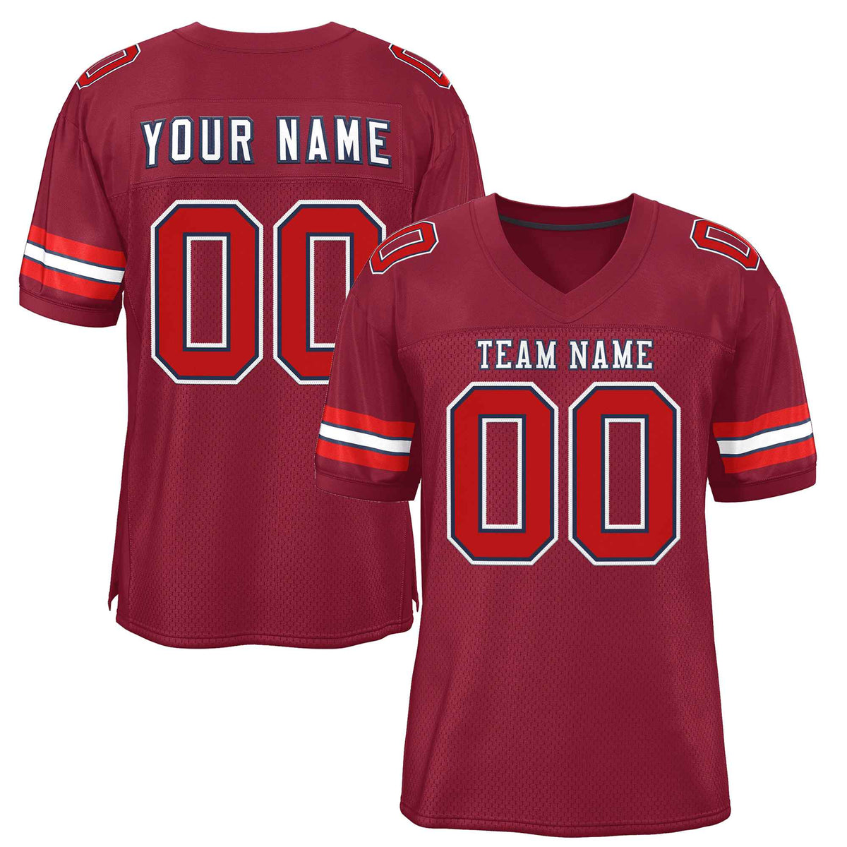 Custom Burgundy White-Navy Classic Style Authentic American Football Jersey| KXKSHOP
