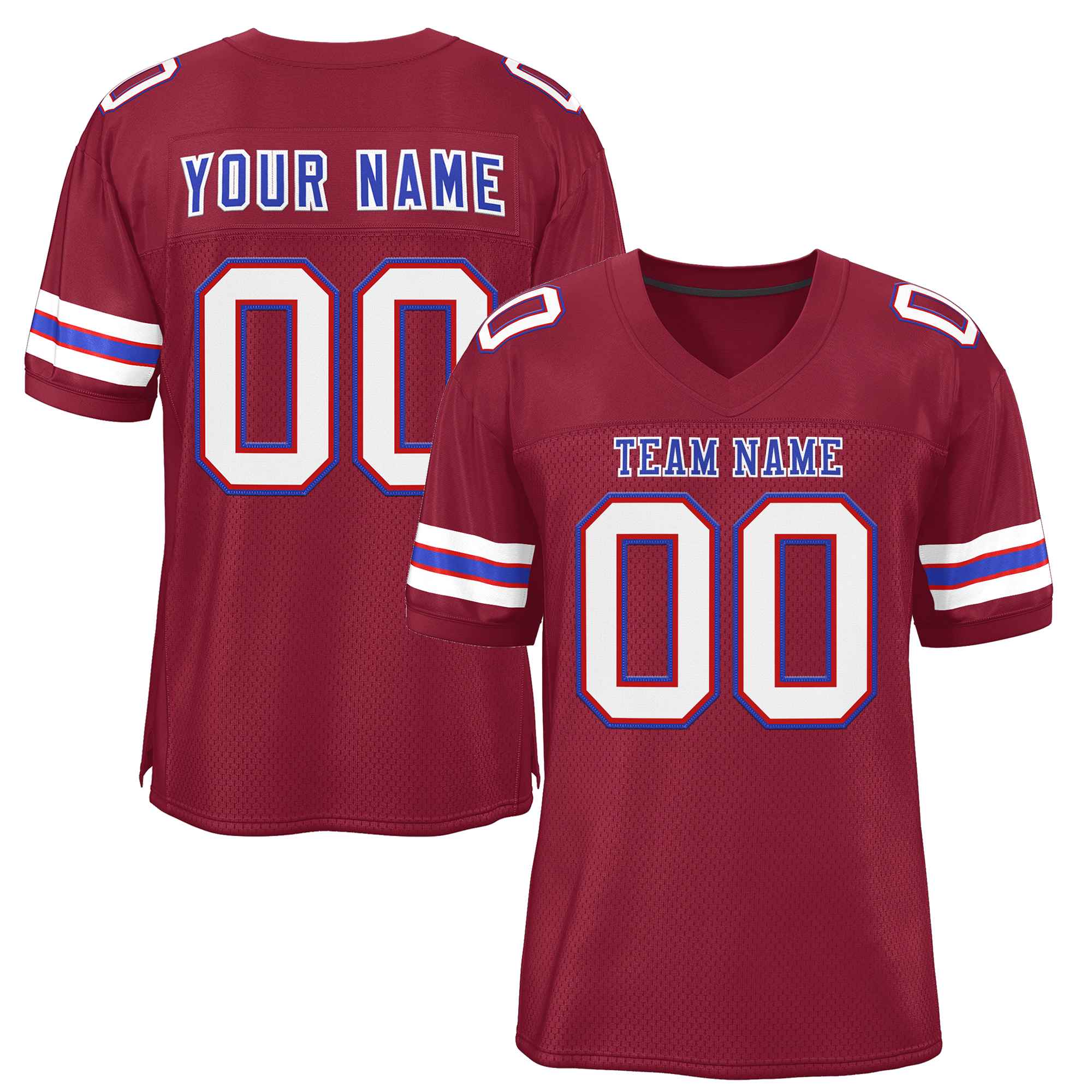 Custom Burgundy Royal-White Classic Style Authentic American Football Jersey| KXKSHOP