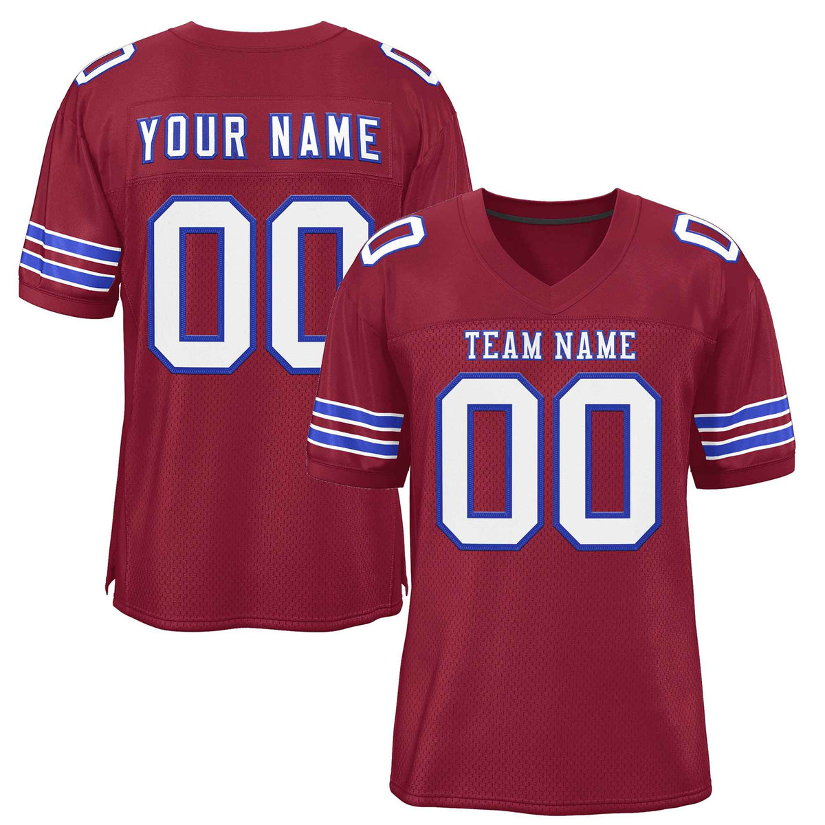 Custom Burgundy White-Royal Classic Style Authentic American Football Jersey| KXKSHOP