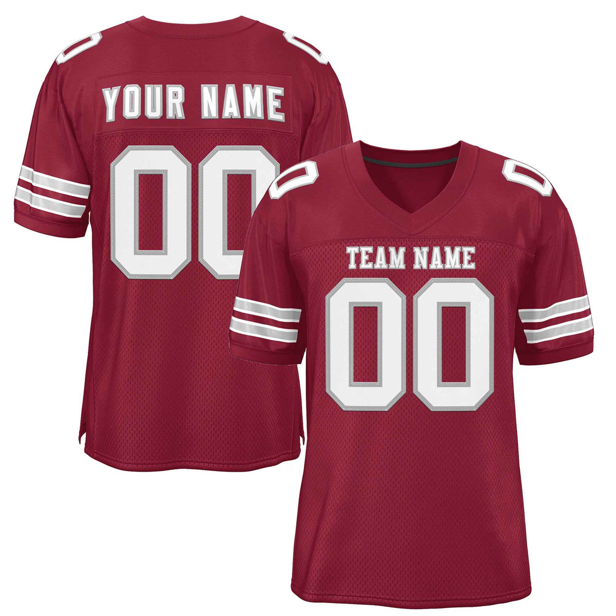 Custom Burgundy White-Gray Classic Style Authentic American Football Jersey| KXKSHOP