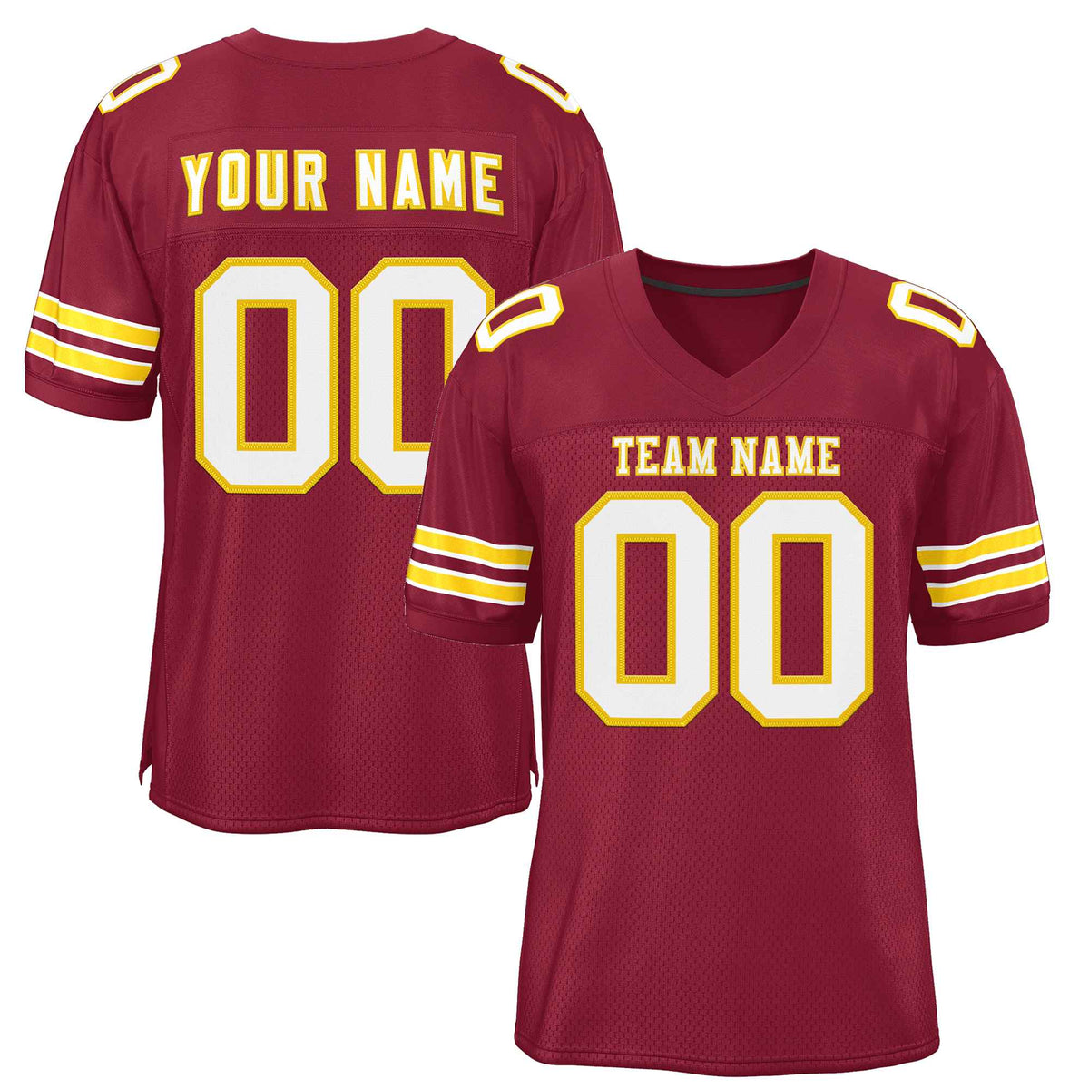 Custom Burgundy White-Gold Classic Style Authentic American Football Jersey| KXKSHOP