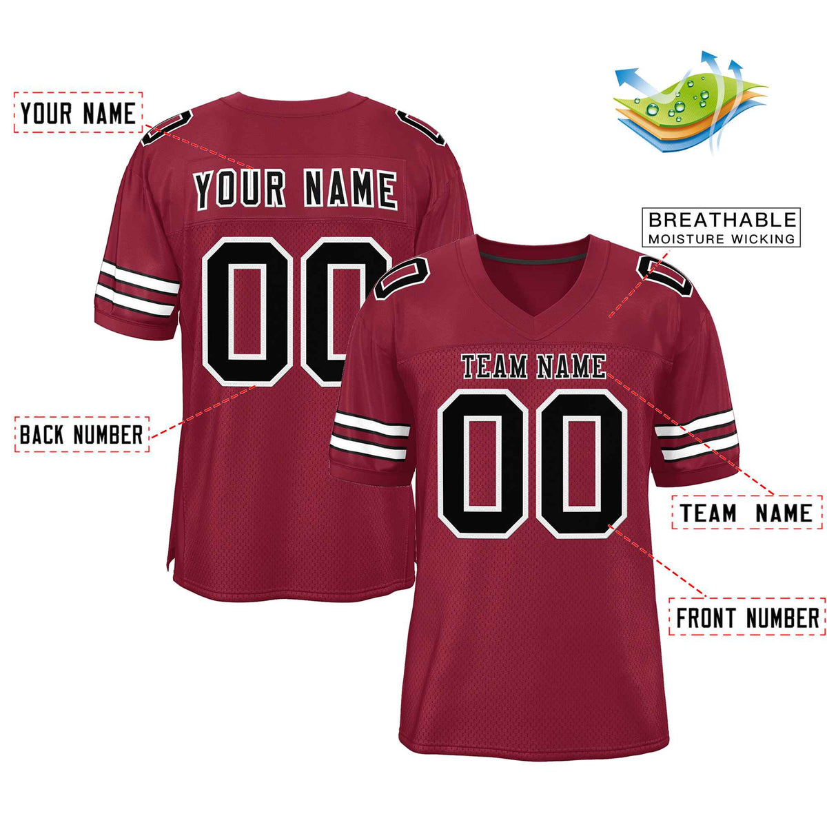 Custom Burgundy Black-White Classic Style Authentic American Football Jersey| KXKSHOP