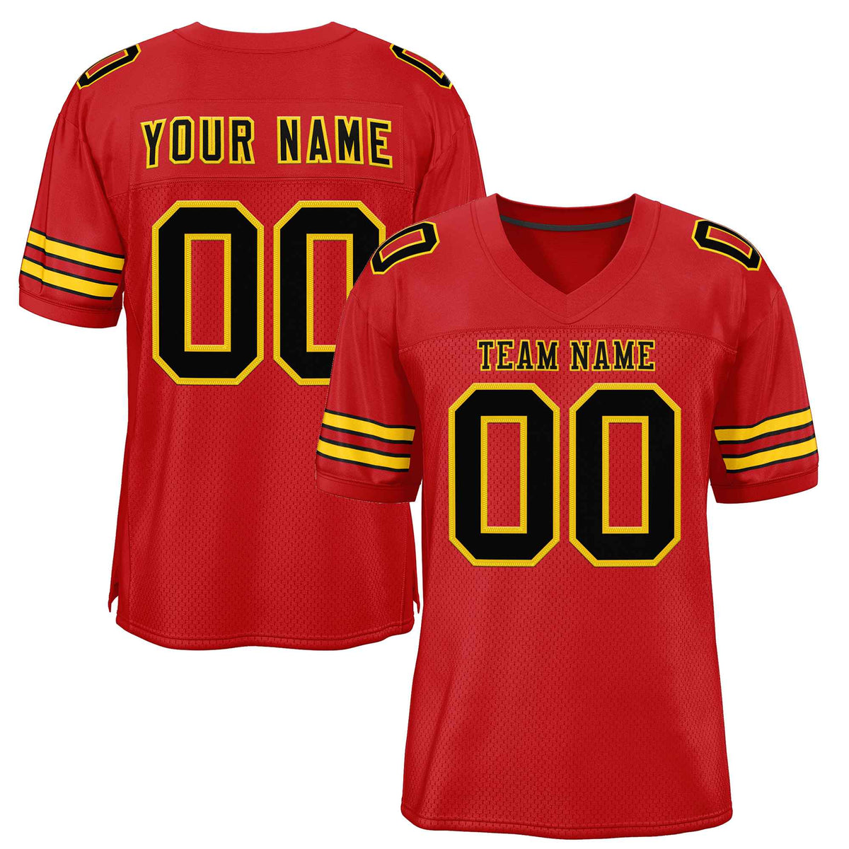 Custom Red Black-Gold Classic Style Authentic American Football Jersey| KXKSHOP