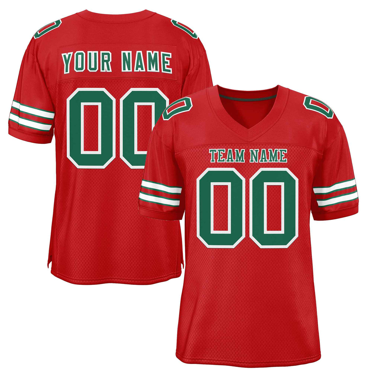 Custom Red Kelly Green-White Classic Style Authentic American Football Jersey| KXKSHOP