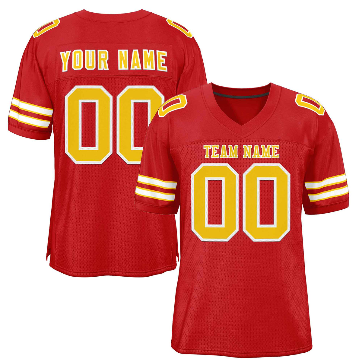 Custom Red Gold-White Classic Style Authentic American Football Jersey| KXKSHOP