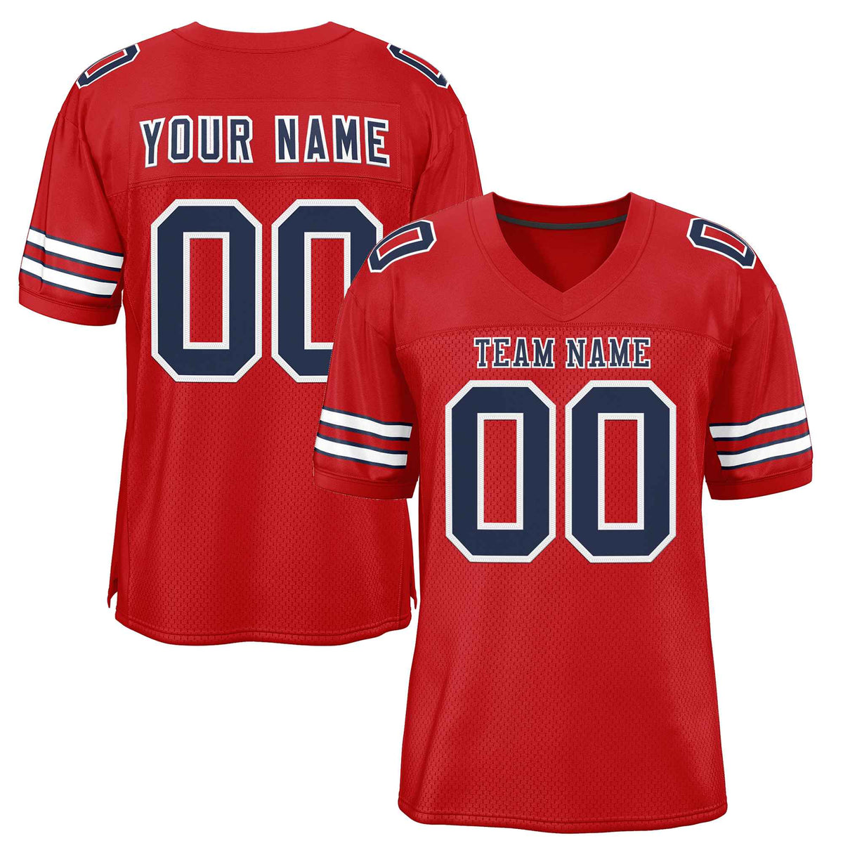 Custom Red Navy-White Classic Style Authentic American Football Jersey| KXKSHOP