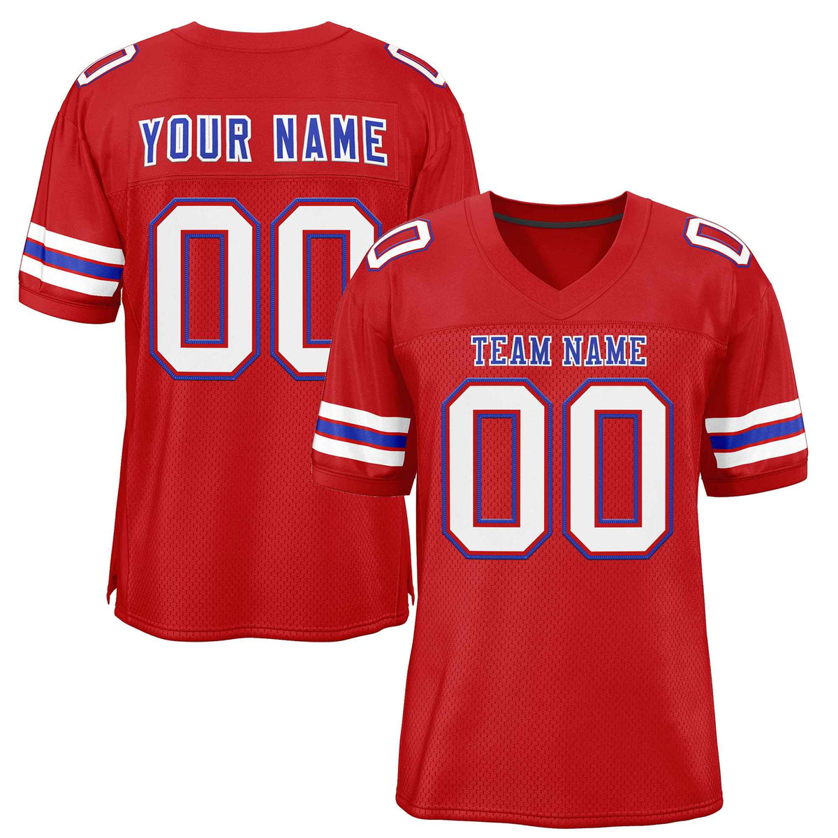 Custom Red Royal-White Classic Style Authentic American Football Jersey| KXKSHOP