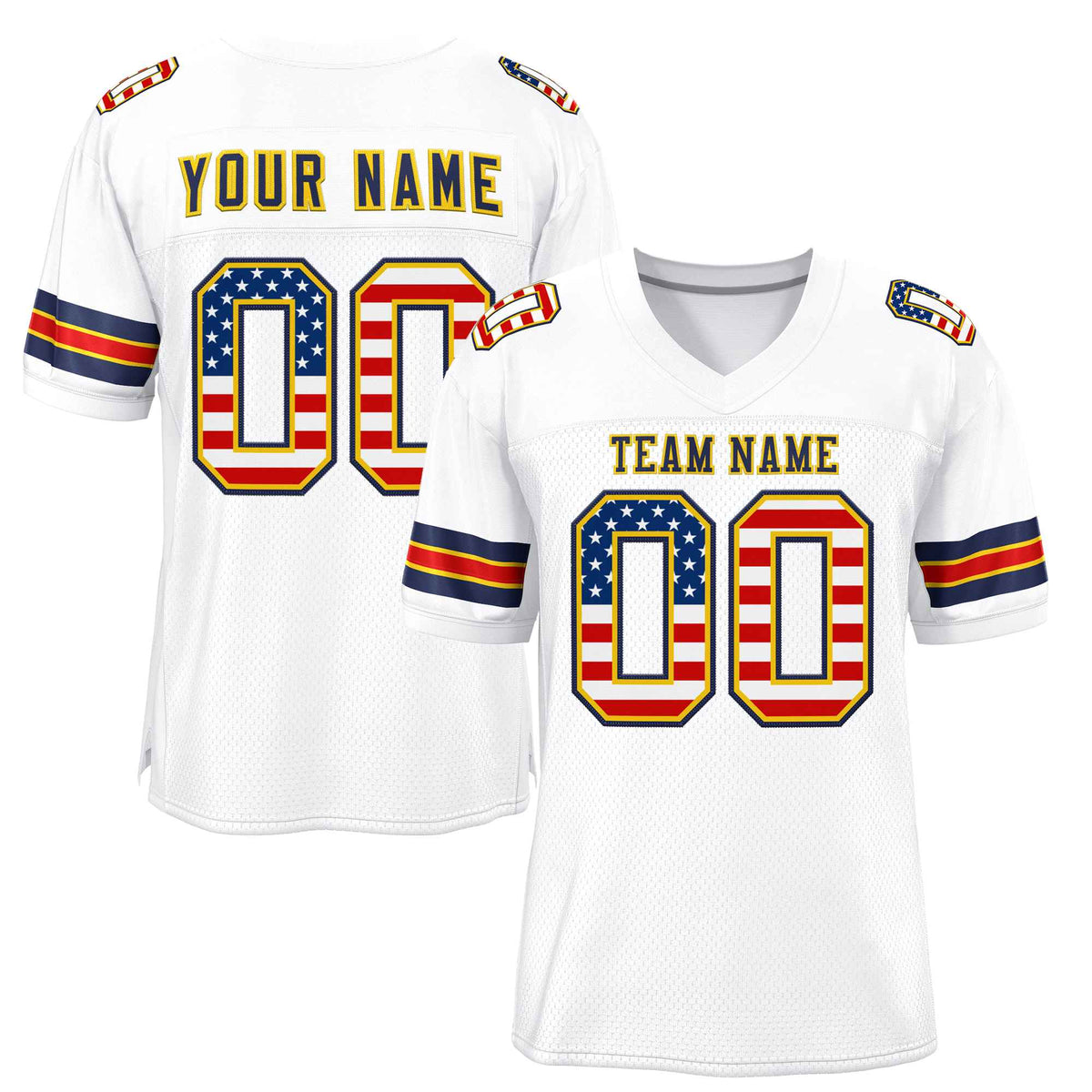 Custom White Navy-Gold Classic Style Authentic American Football Jersey| KXKSHOP