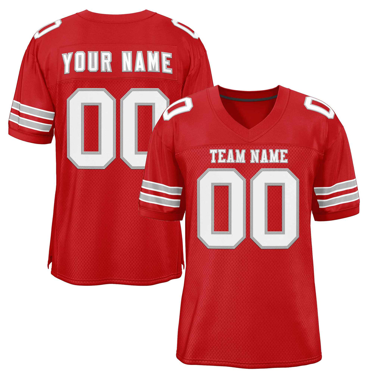 Custom Red White-Gray Classic Style Authentic American Football Jersey| KXKSHOP