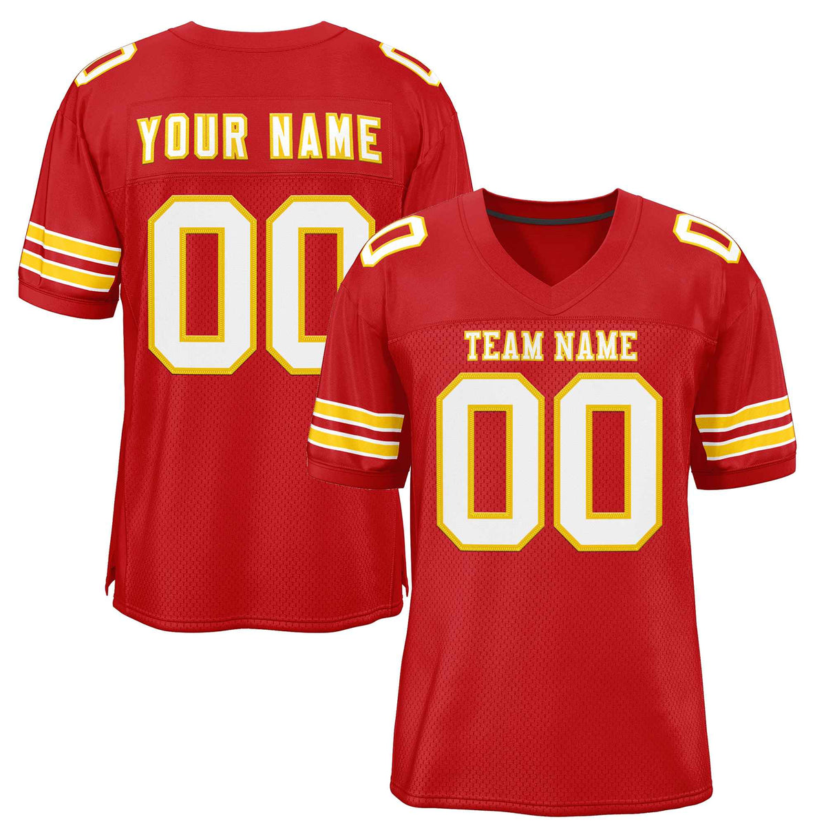 Custom Red White-Gold Classic Style Authentic American Football Jersey| KXKSHOP