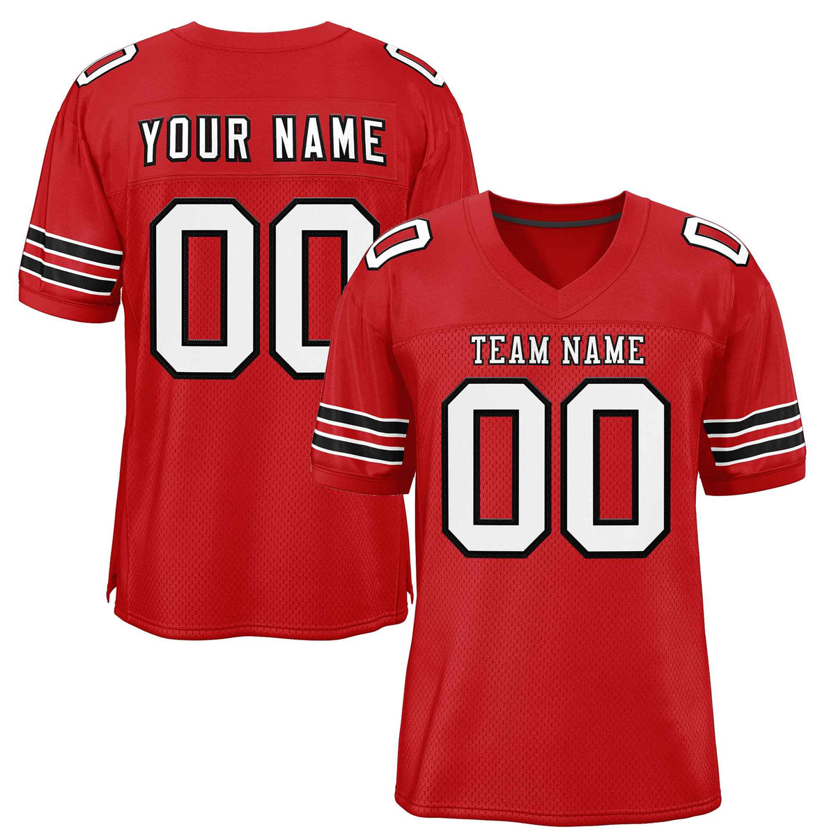 Custom Red White-Black Classic Style Authentic American Football Jersey| KXKSHOP