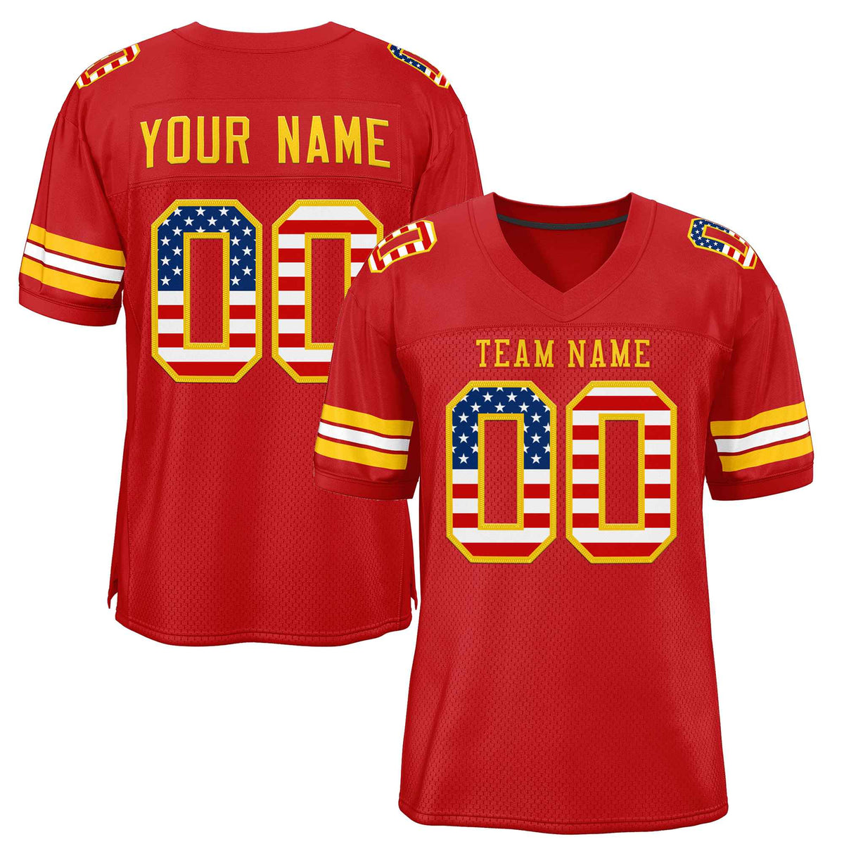 Custom Red Gold-Red Classic Style Authentic American Football Jersey| KXKSHOP