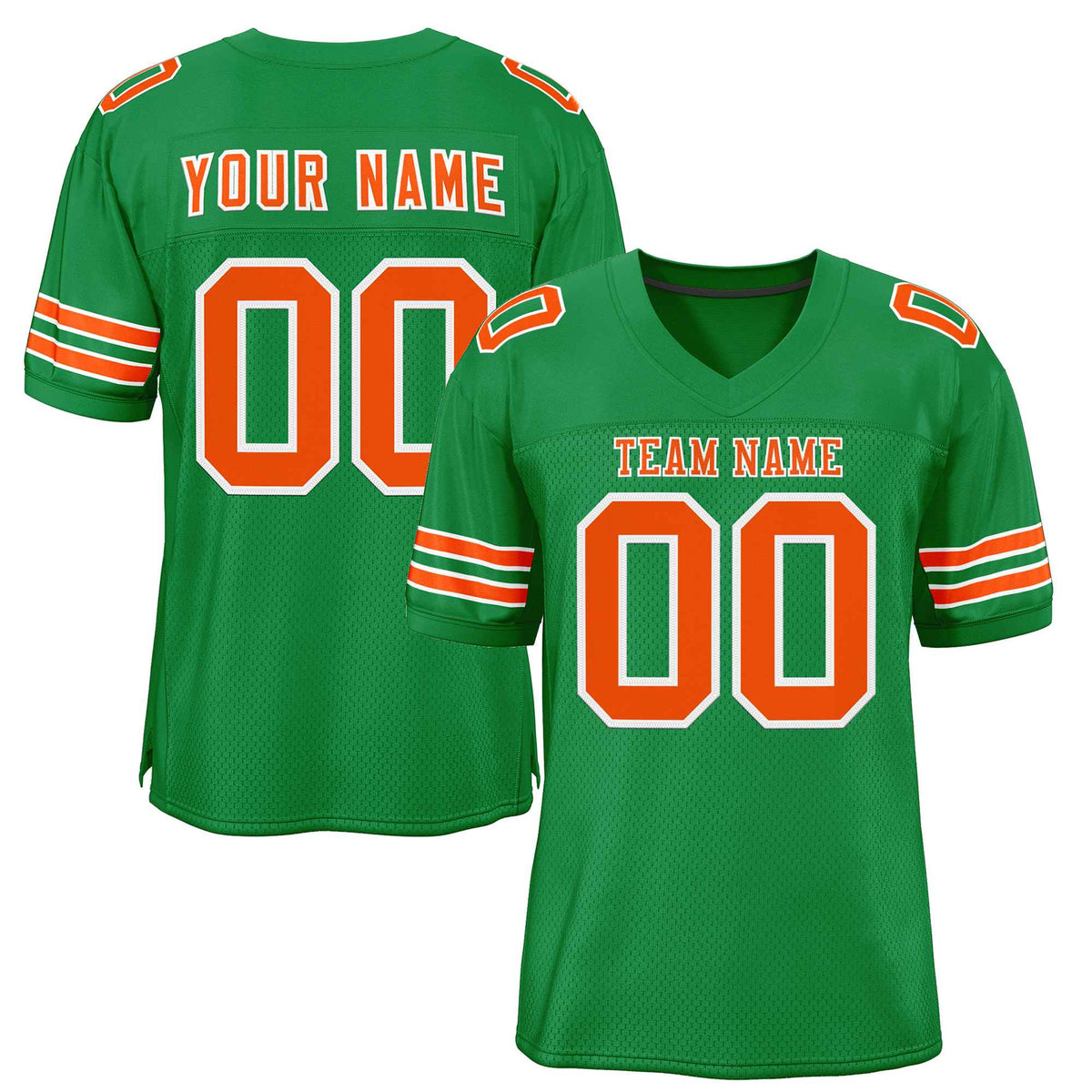 Custom Kelly Green Orange-White Classic Style Authentic American Football Jersey| KXKSHOP