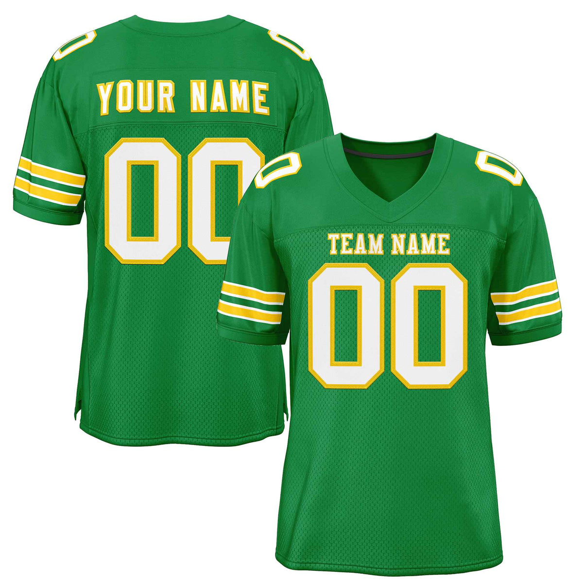 Custom Kelly Green White-Gold Classic Style Authentic American Football Jersey| KXKSHOP