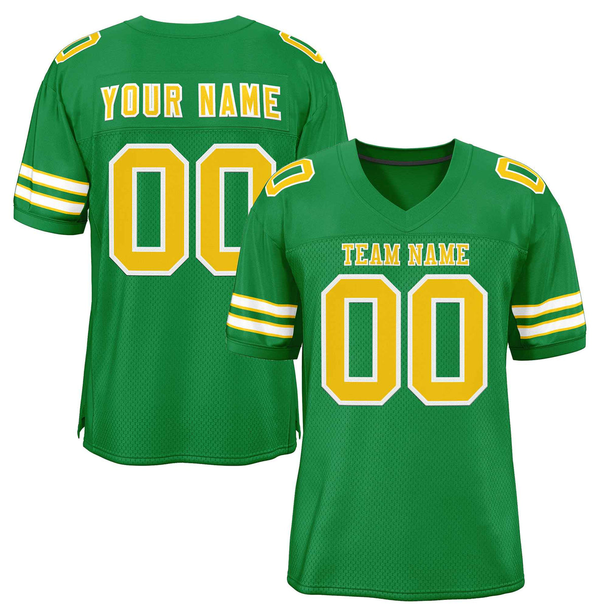 Custom Kelly Green Gold-White Classic Style Authentic American Football Jersey| KXKSHOP