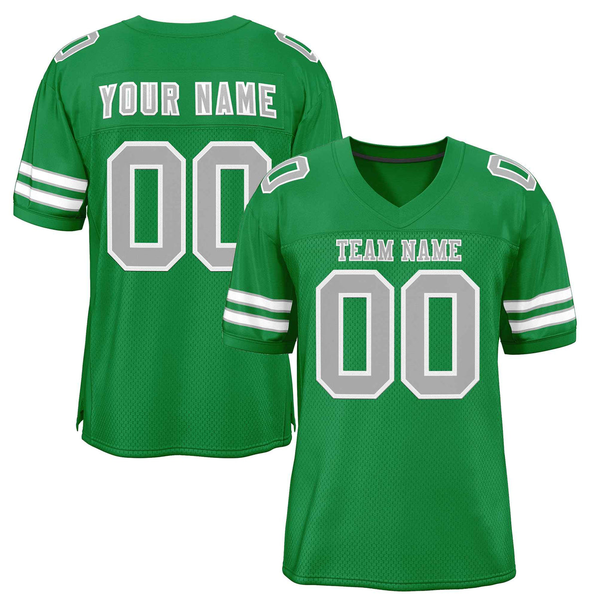Custom Kelly Green Gray-White Classic Style Authentic American Football Jersey| KXKSHOP