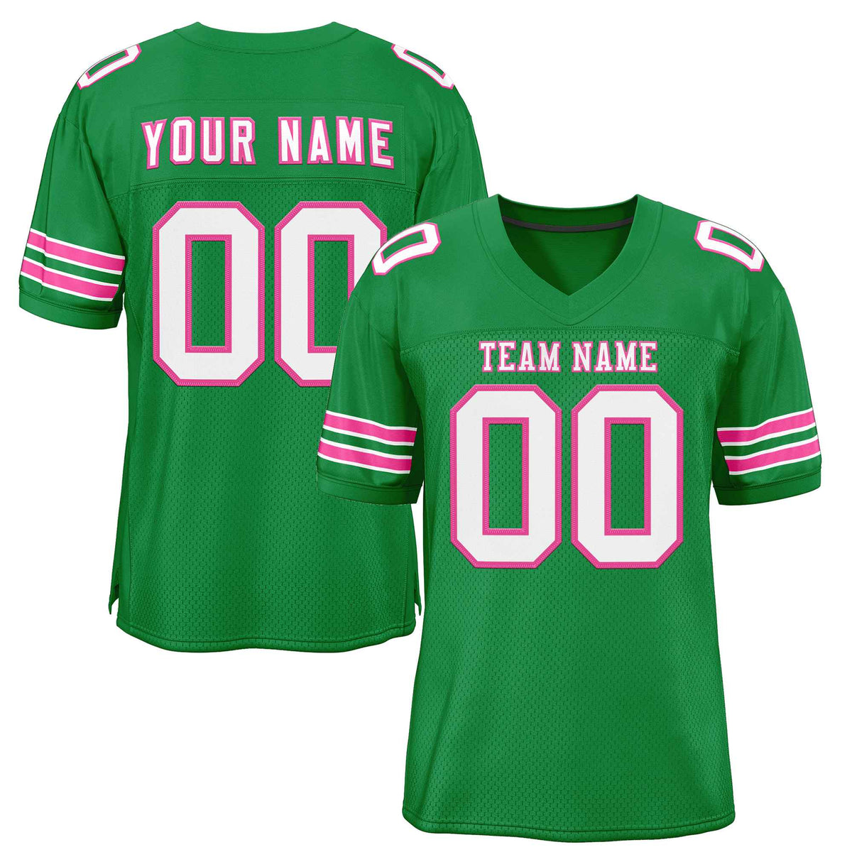 Custom Kelly Green White-Pink Classic Style Authentic American Football Jersey| KXKSHOP