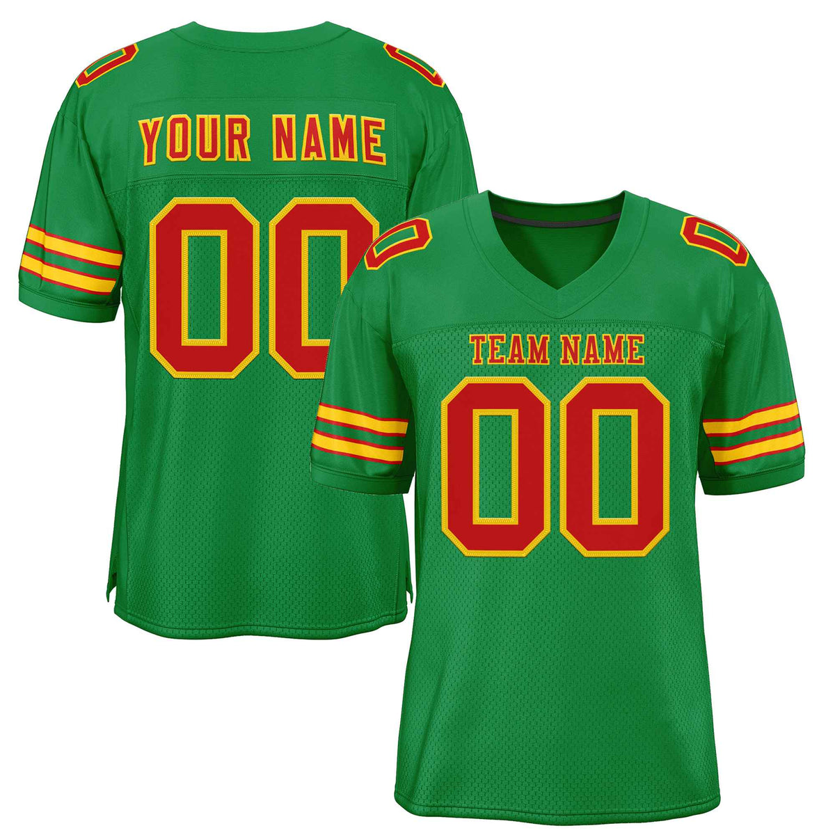 Custom Kelly Green Red-Gold Classic Style Authentic American Football Jersey| KXKSHOP