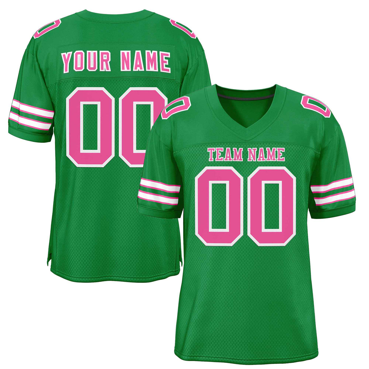 Custom Kelly Green Pink-White Classic Style Authentic American Football Jersey| KXKSHOP