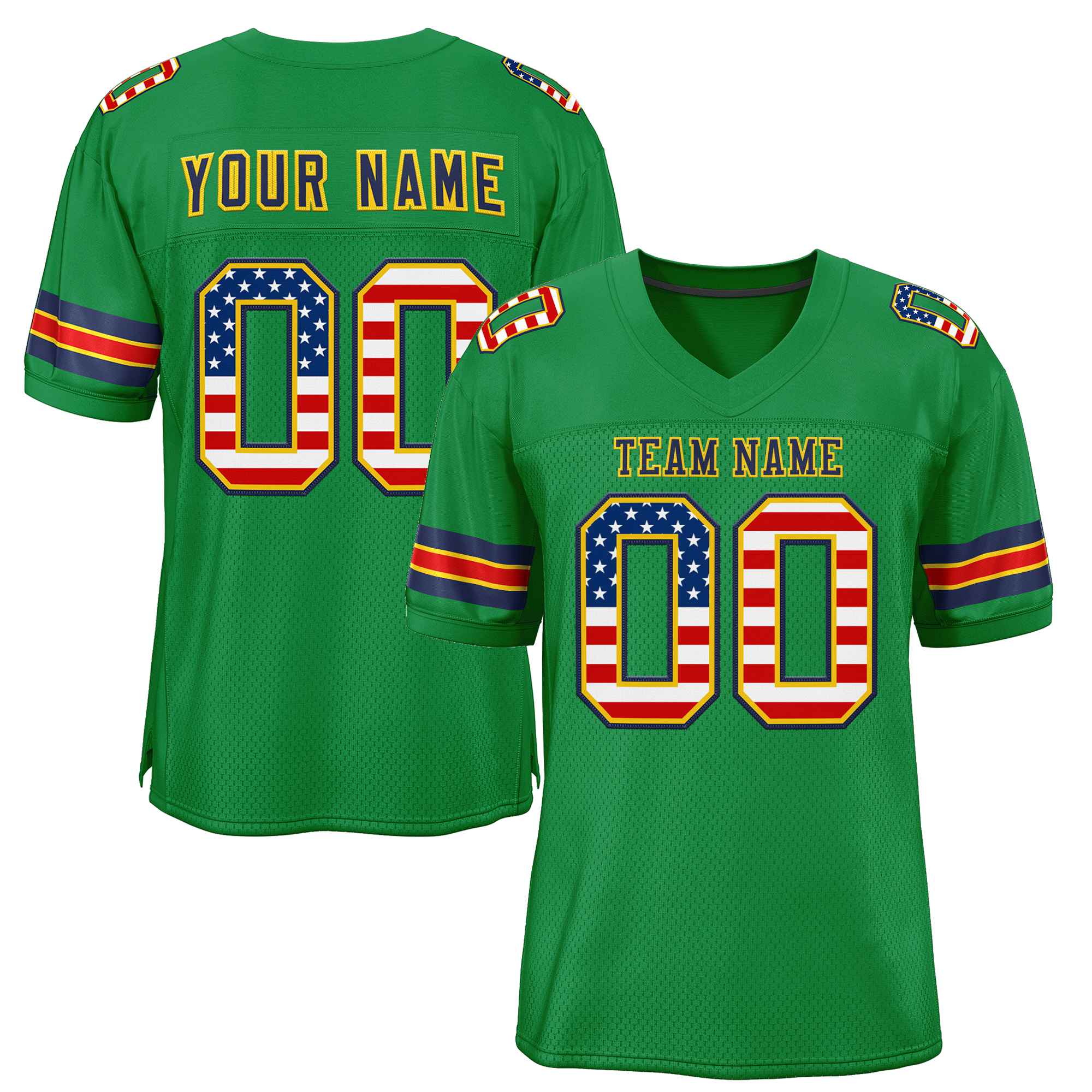 Custom Kelly Green Navy-Gold Classic Style Authentic American Football Jersey| KXKSHOP