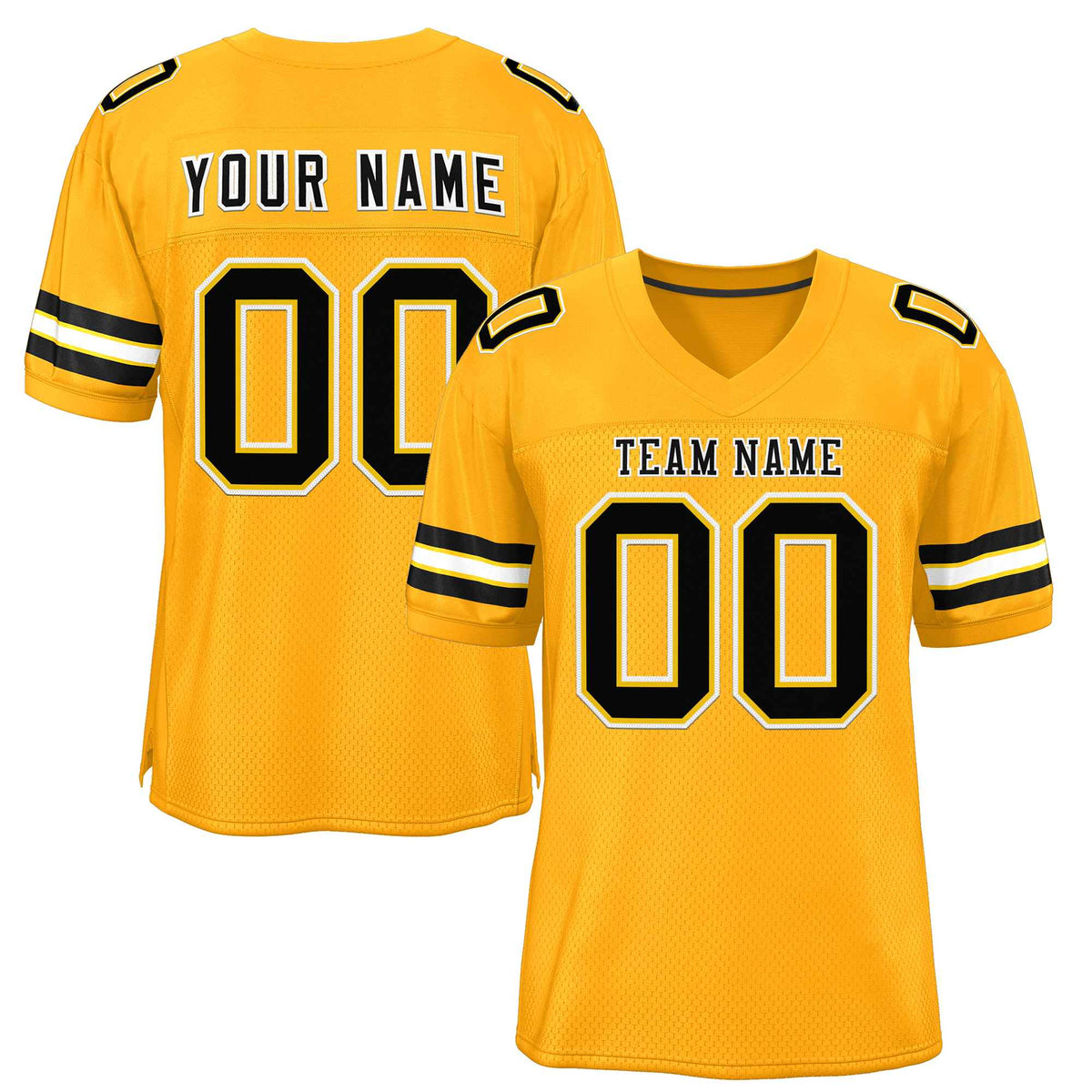 Custom Gold Black-White Classic Style Authentic American Football Jersey| KXKSHOP