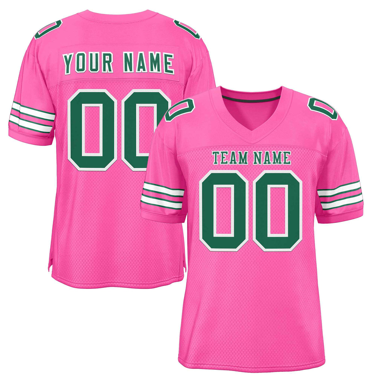 Custom Rose Pink Kelly Green-White Classic Style Authentic American Football Jersey| KXKSHOP