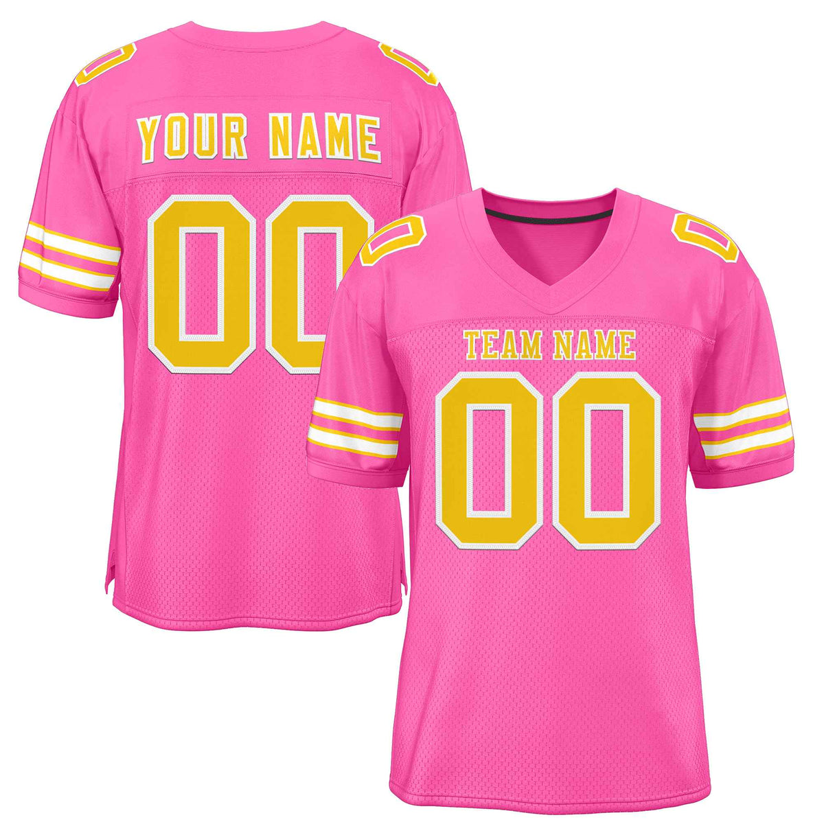 Custom Rose Pink Gold-White Classic Style Authentic American Football Jersey| KXKSHOP