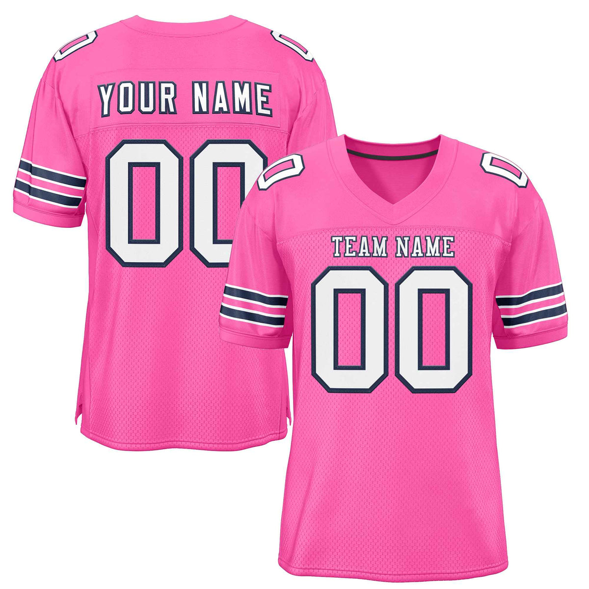 Custom Rose Pink White-Navy Classic Style Authentic American Football Jersey| KXKSHOP