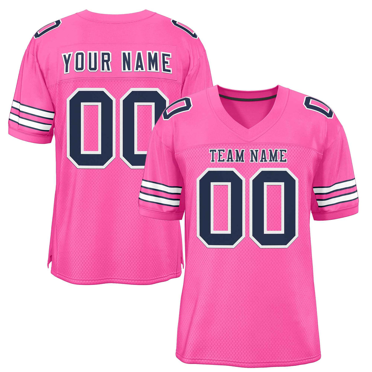 Custom Rose Pink Navy-White Classic Style Authentic American Football Jersey| KXKSHOP