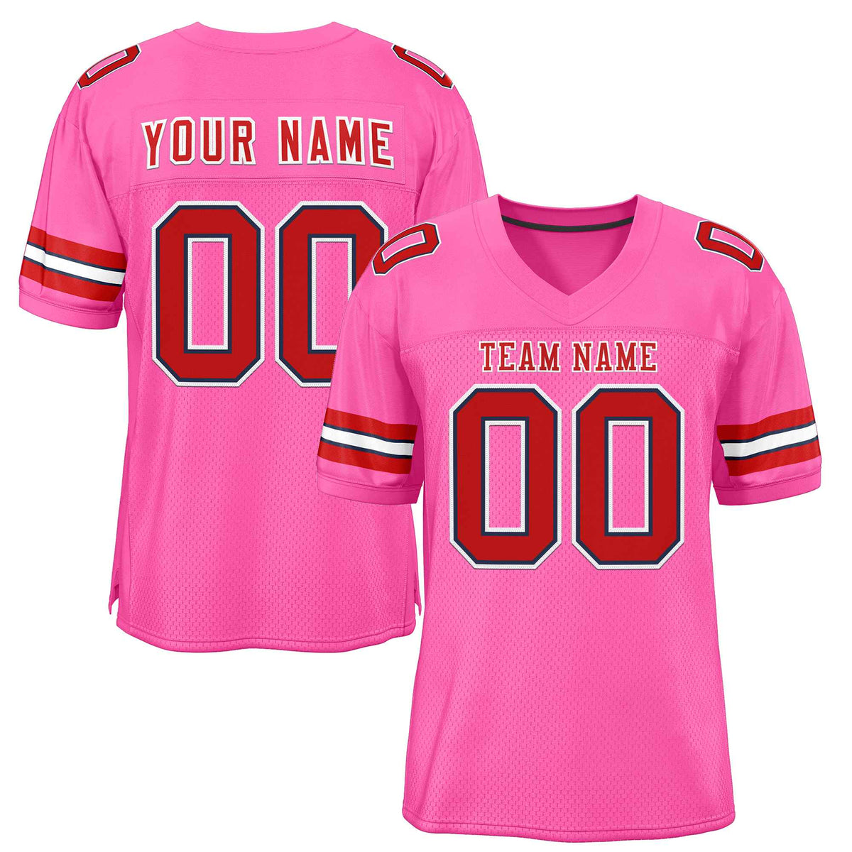 Custom Rose Pink Red-White Classic Style Authentic American Football Jersey| KXKSHOP