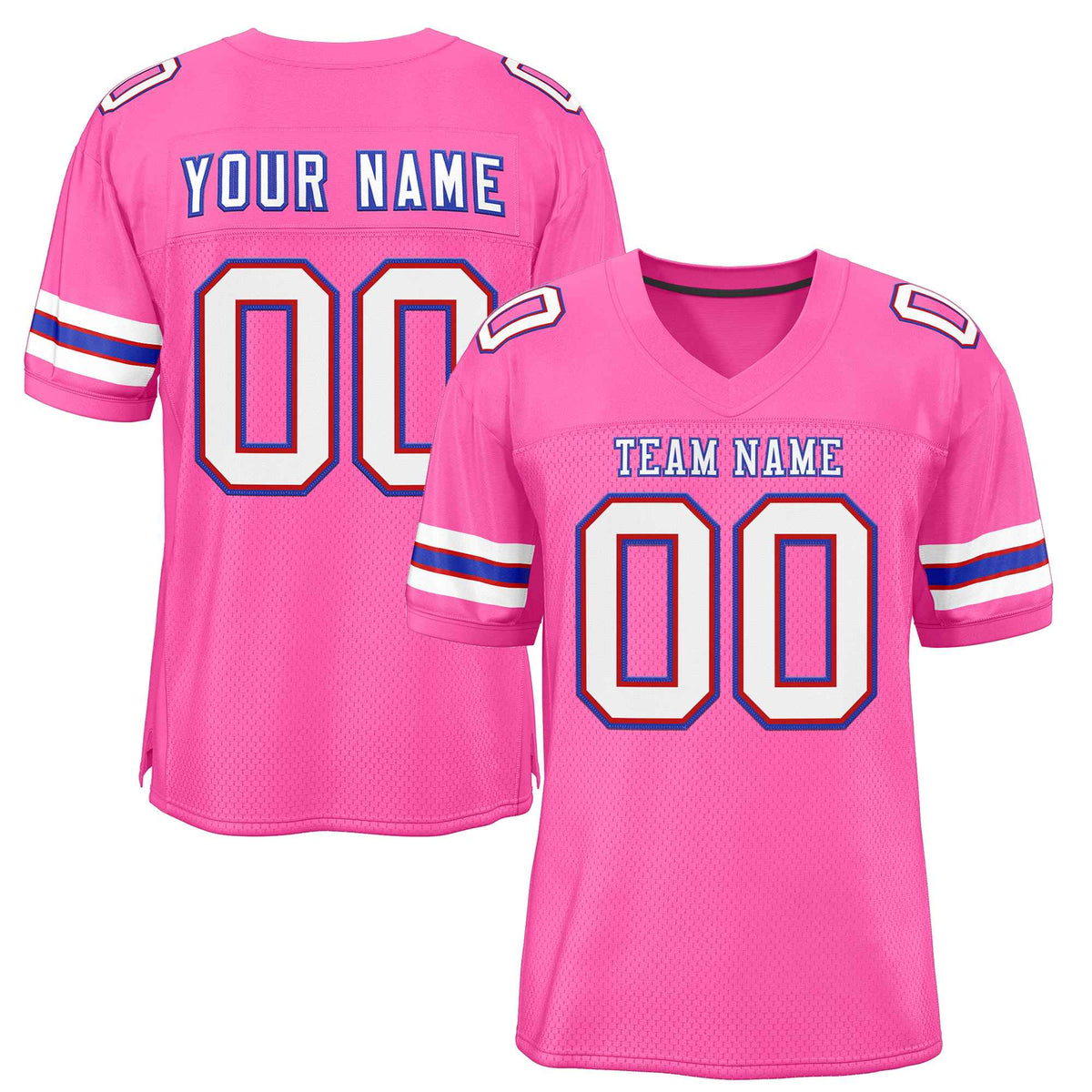 Custom Rose Pink White-Royal Classic Style Authentic American Football Jersey| KXKSHOP