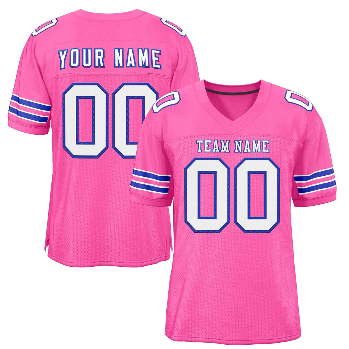 Custom Rose Pink White-Royal Classic Style Authentic American Football Jersey| KXKSHOP