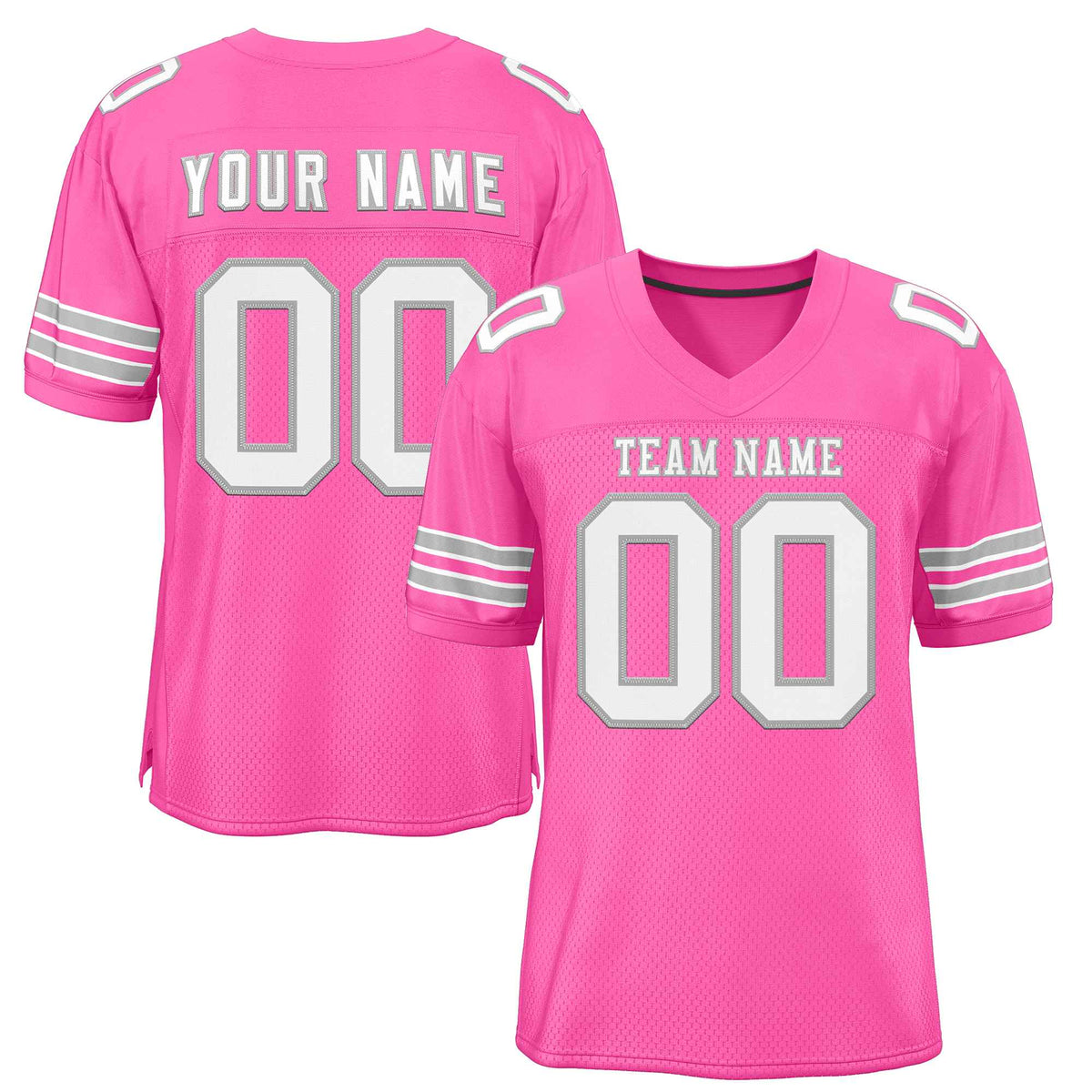 Custom Rose Pink White-Gray Classic Style Authentic American Football Jersey| KXKSHOP