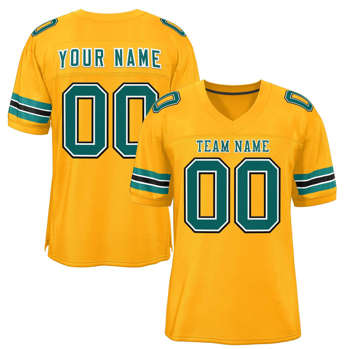 Custom Gold Aqua-White Classic Style Authentic American Football Jersey| KXKSHOP