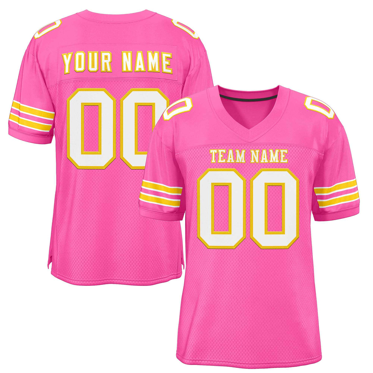 Custom Rose Pink White-Gold Classic Style Authentic American Football Jersey| KXKSHOP