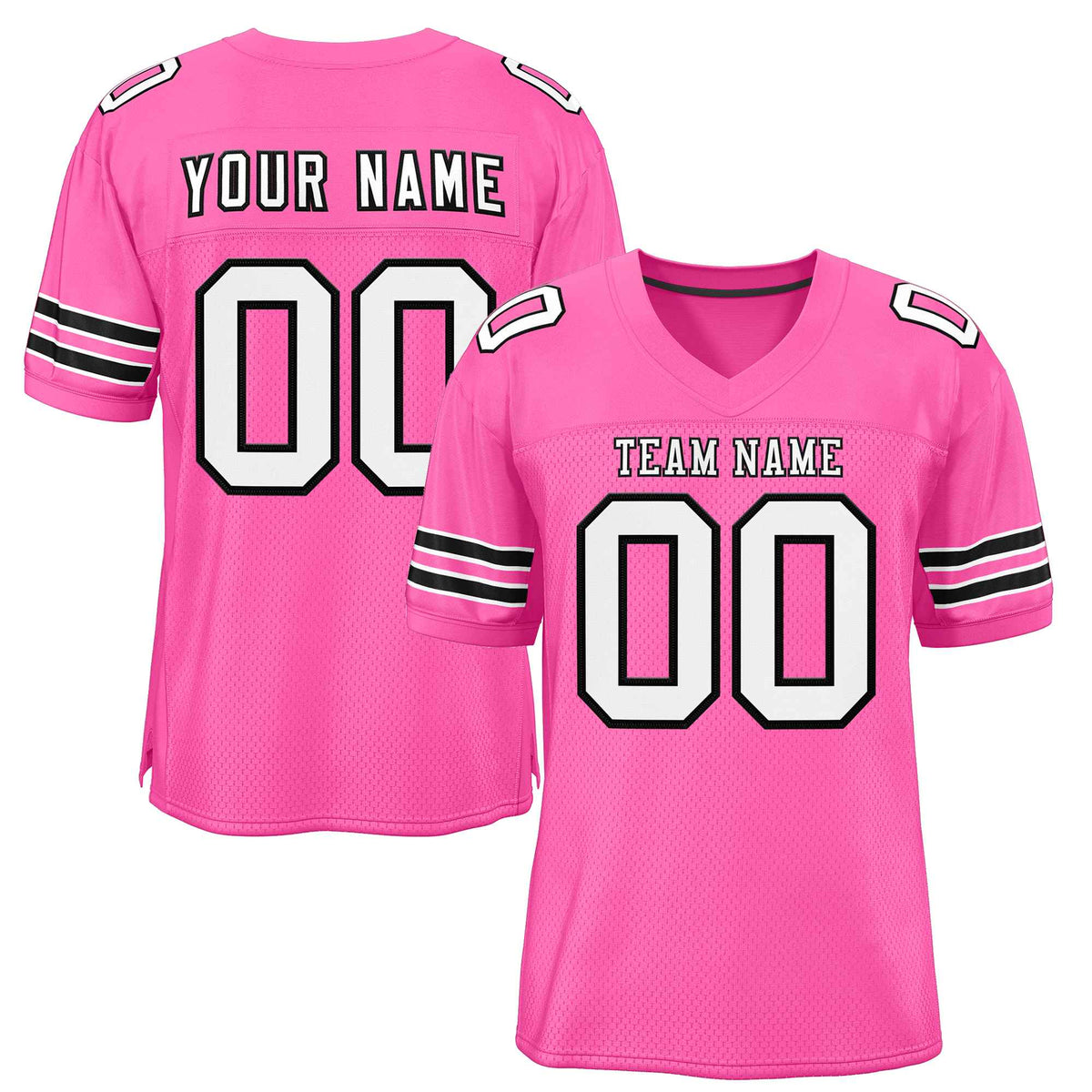 Custom Rose Pink White-Black Classic Style Authentic American Football Jersey| KXKSHOP