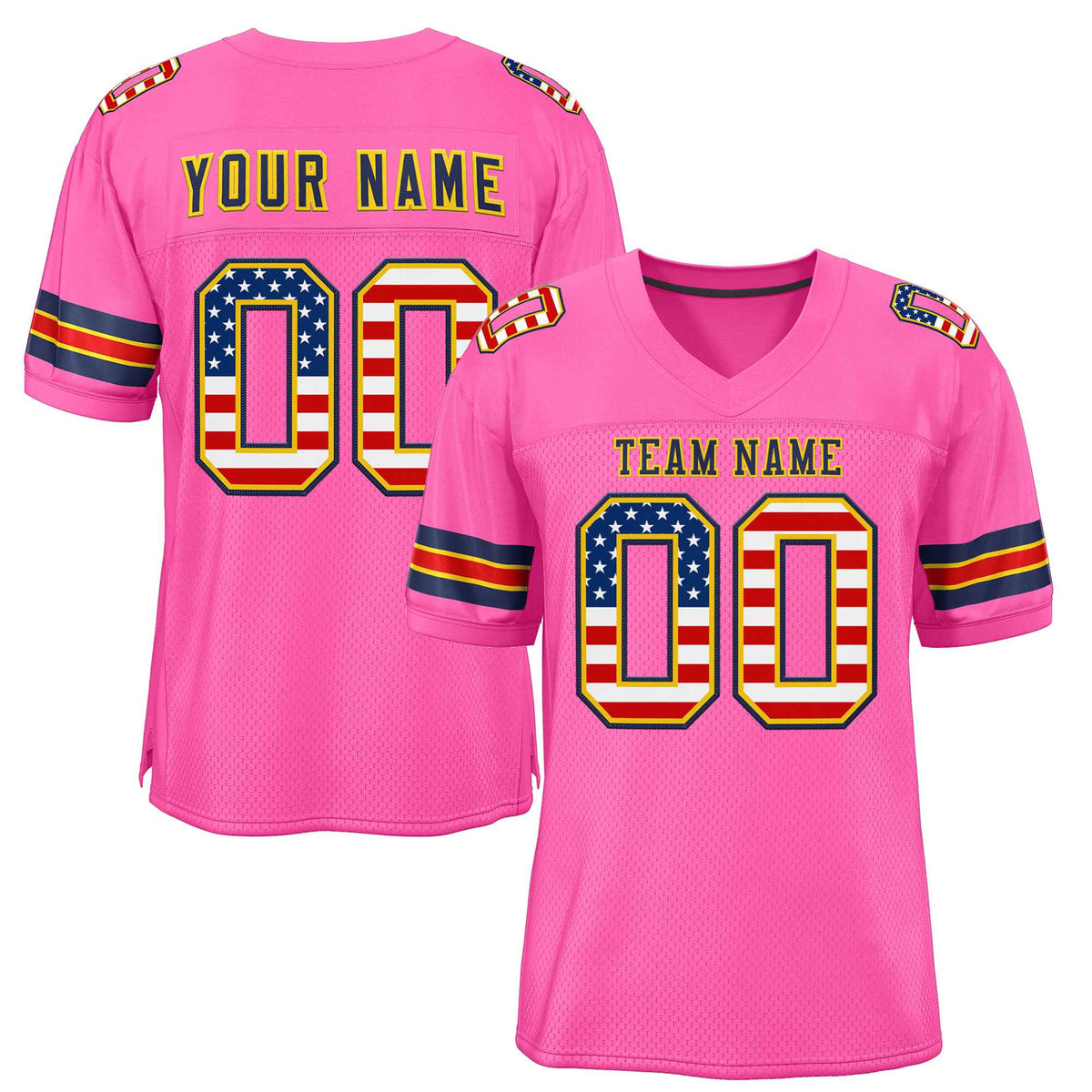 Custom Rose Pink Navy-Gold Classic Style Authentic American Football Jersey| KXKSHOP