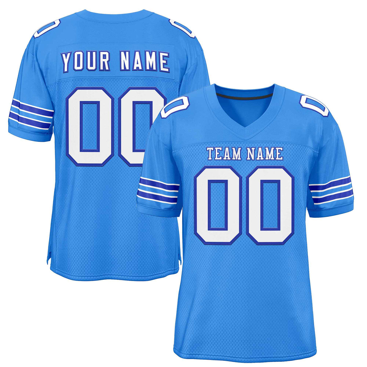 Custom Powder Blue White-Royal Classic Style Authentic American Football Jersey| KXKSHOP
